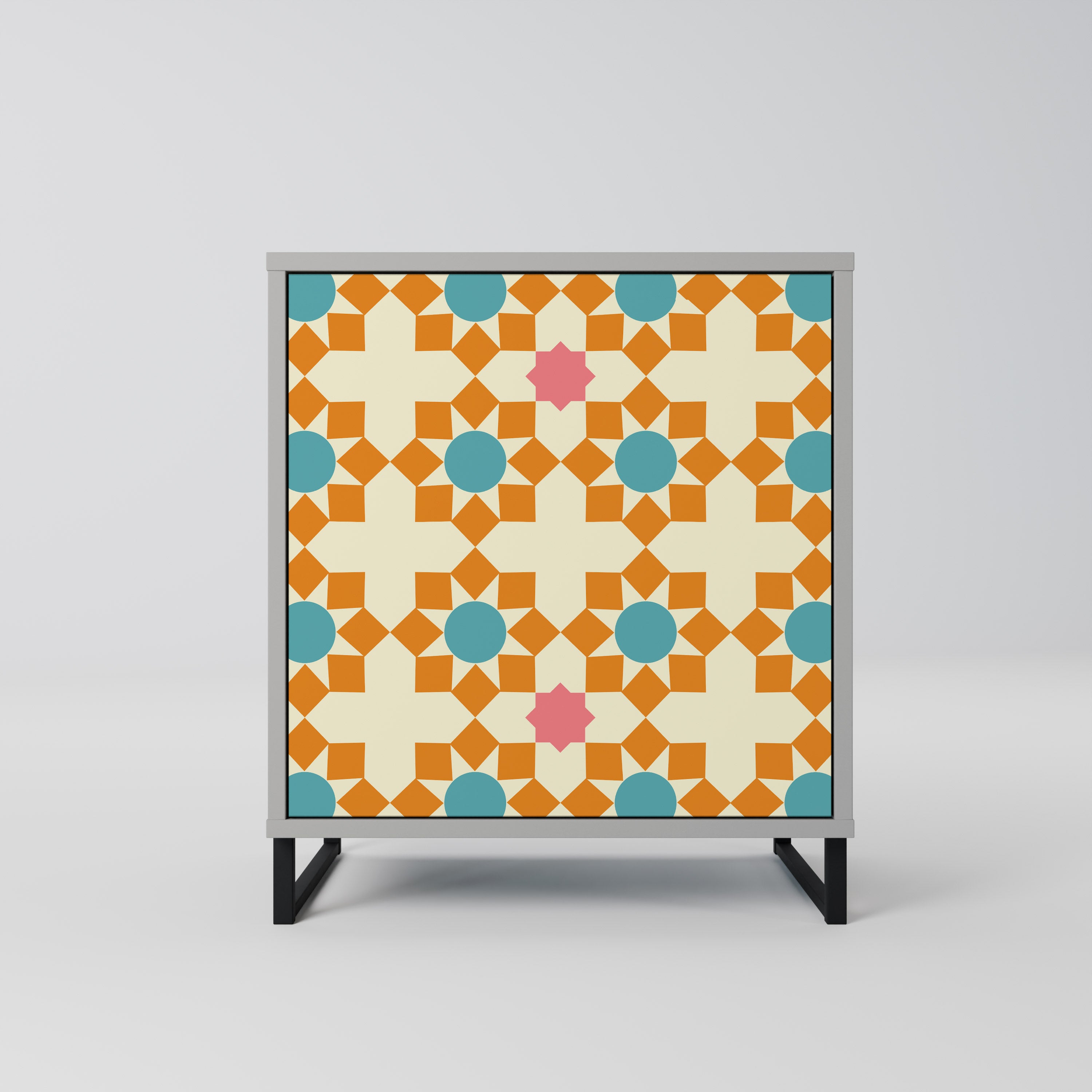 BLOMSTERDEKORATION 1-dörrs skänk i grå finish