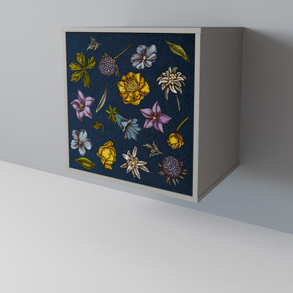 FLOWERS ON NAVY BLUE Skänk med en dörr