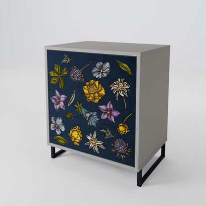 FLOWERS ON NAVY BLUE Skänk med en dörr