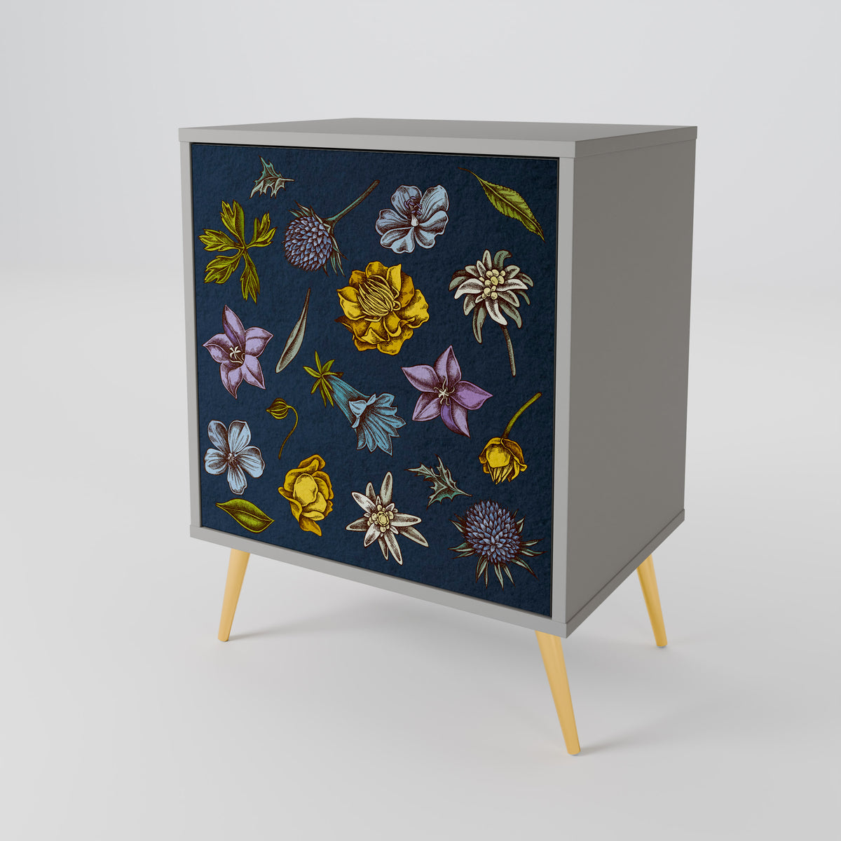 FLOWERS ON NAVY BLUE Skänk med en dörr