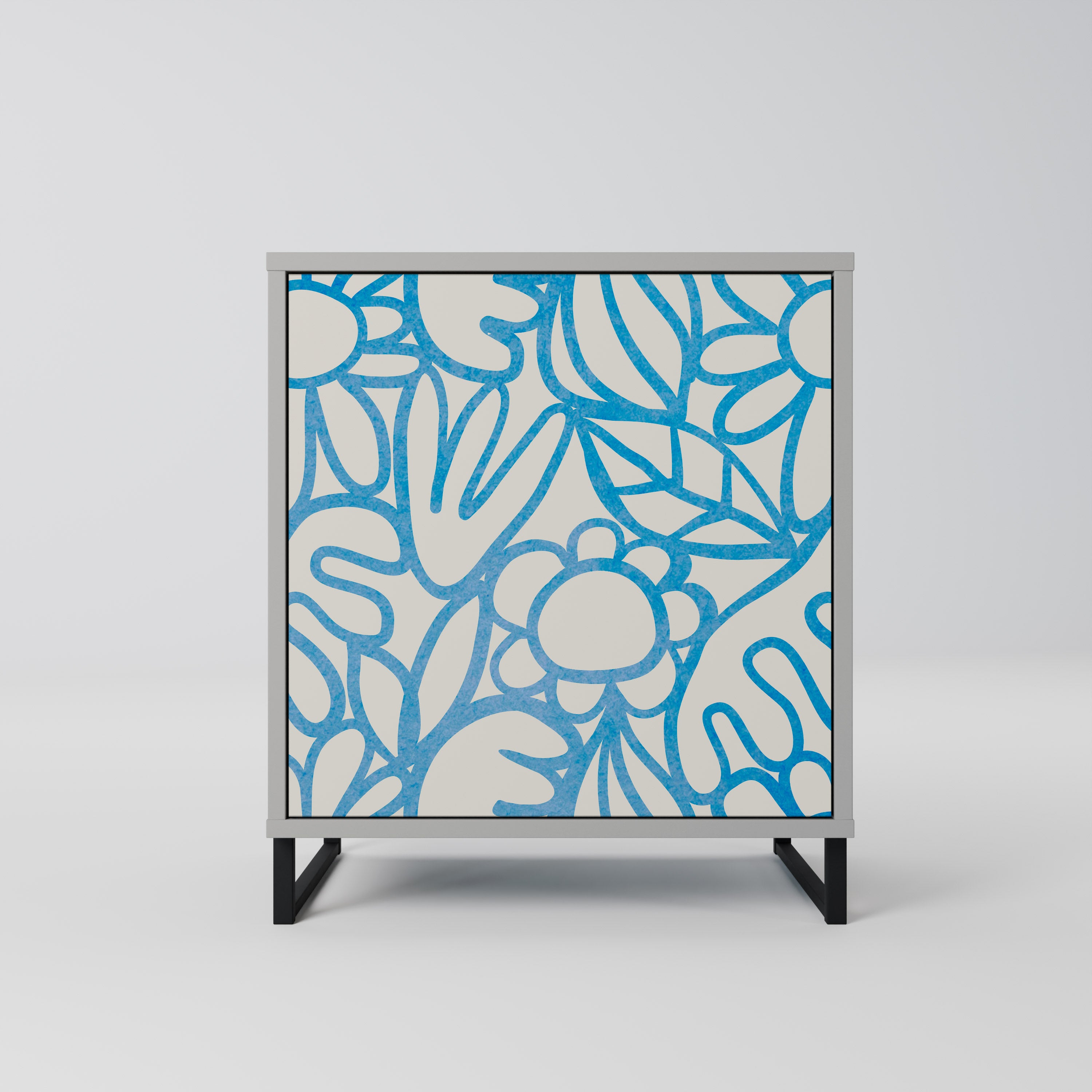 BLOOMY MORNING skänk med 1 dörr i grå finish