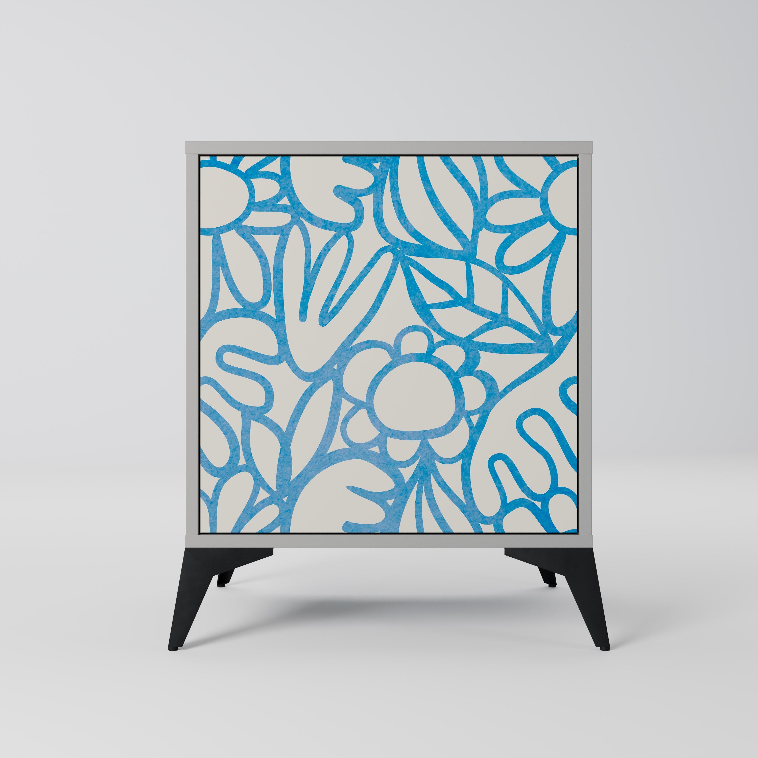 BLOOMY MORNING skänk med 1 dörr i grå finish