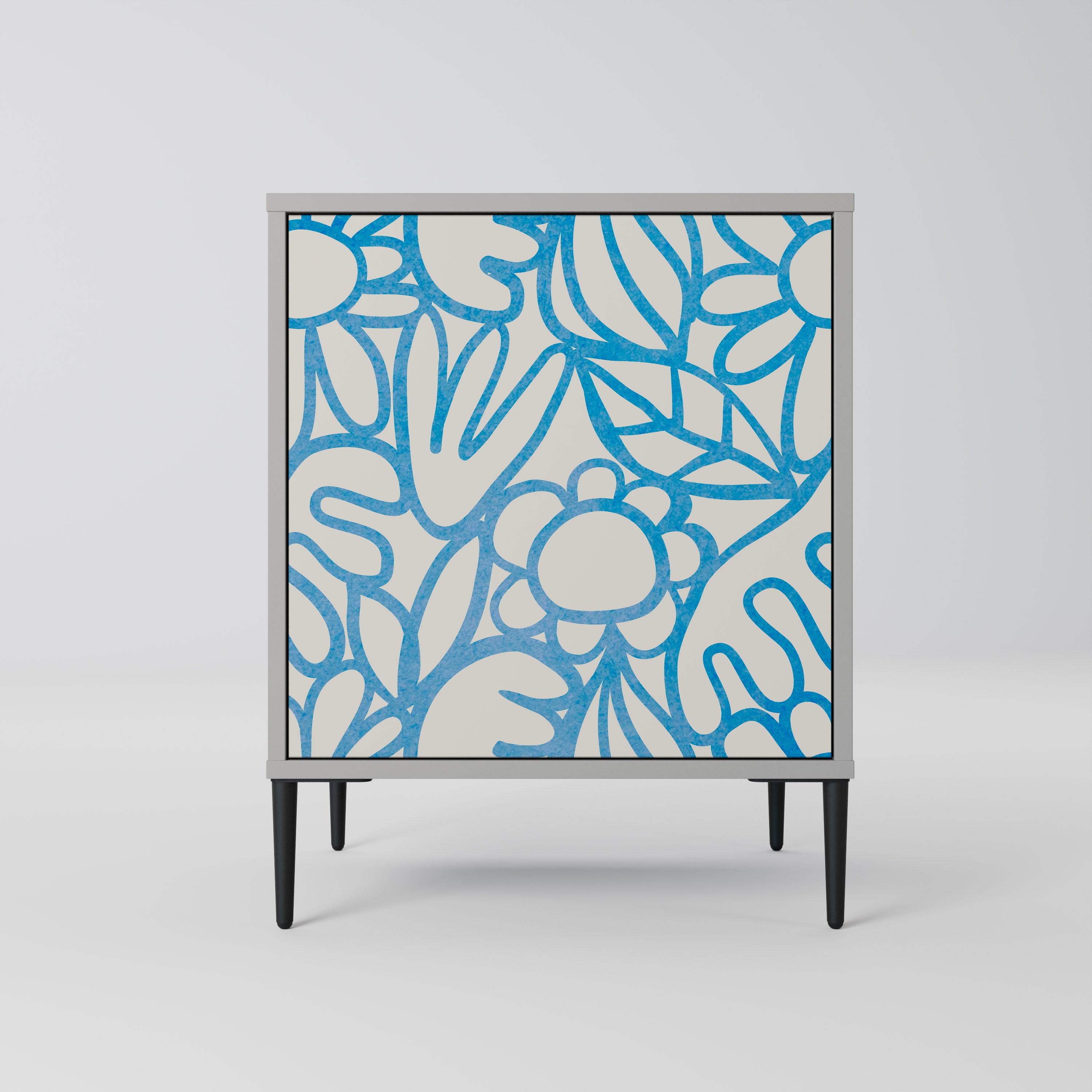 BLOOMY MORNING skänk med 1 dörr i grå finish