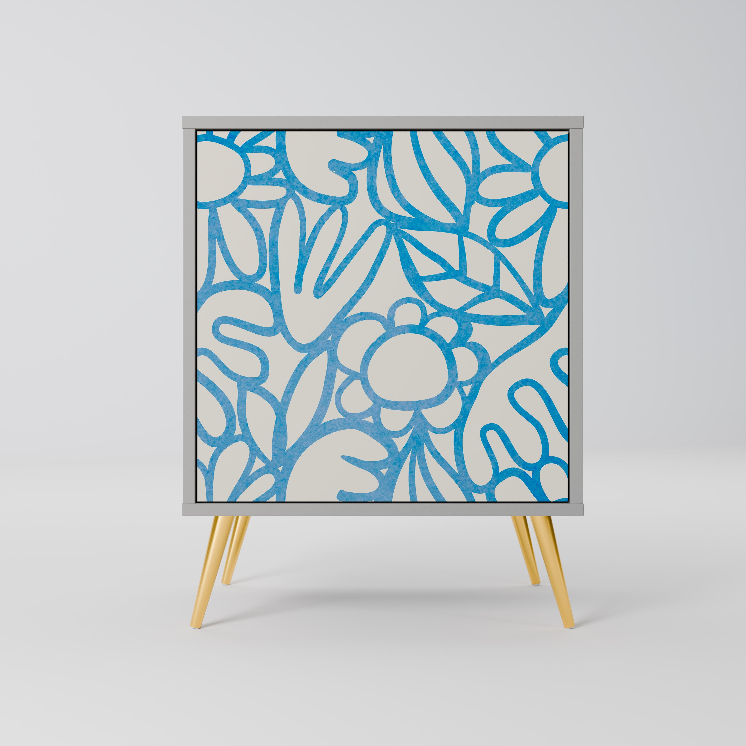 BLOOMY MORNING skänk med 1 dörr i grå finish