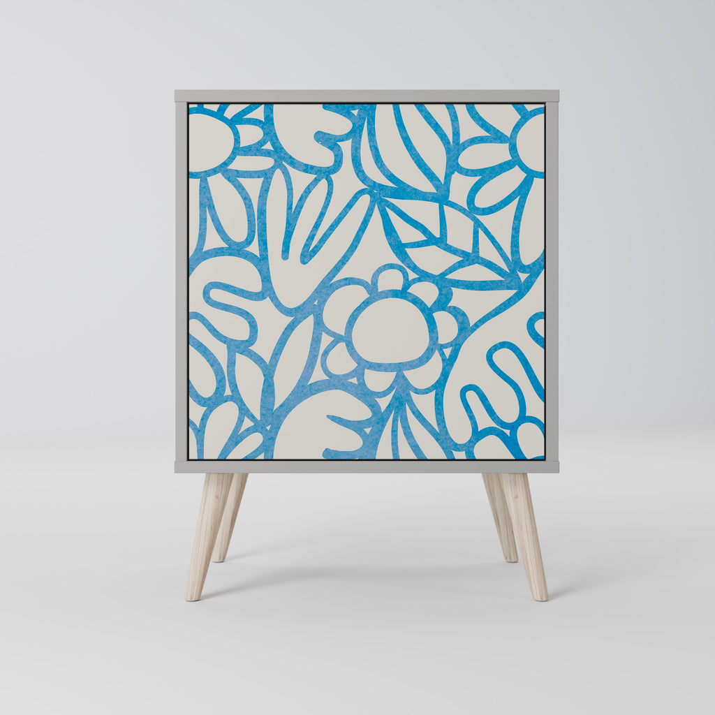 BLOOMY MORNING skänk med 1 dörr i grå finish