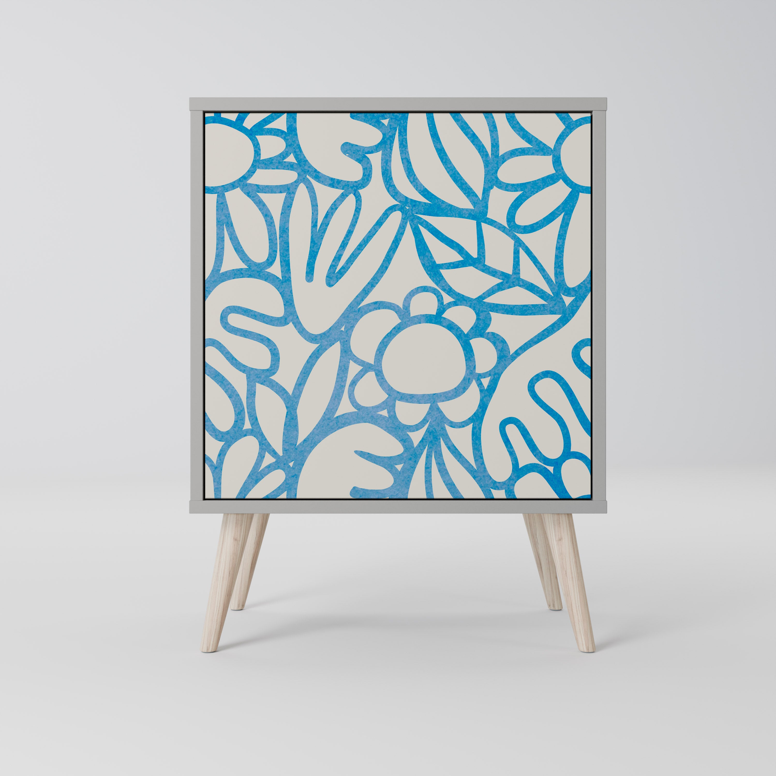 BLOOMY MORNING skänk med 1 dörr i grå finish