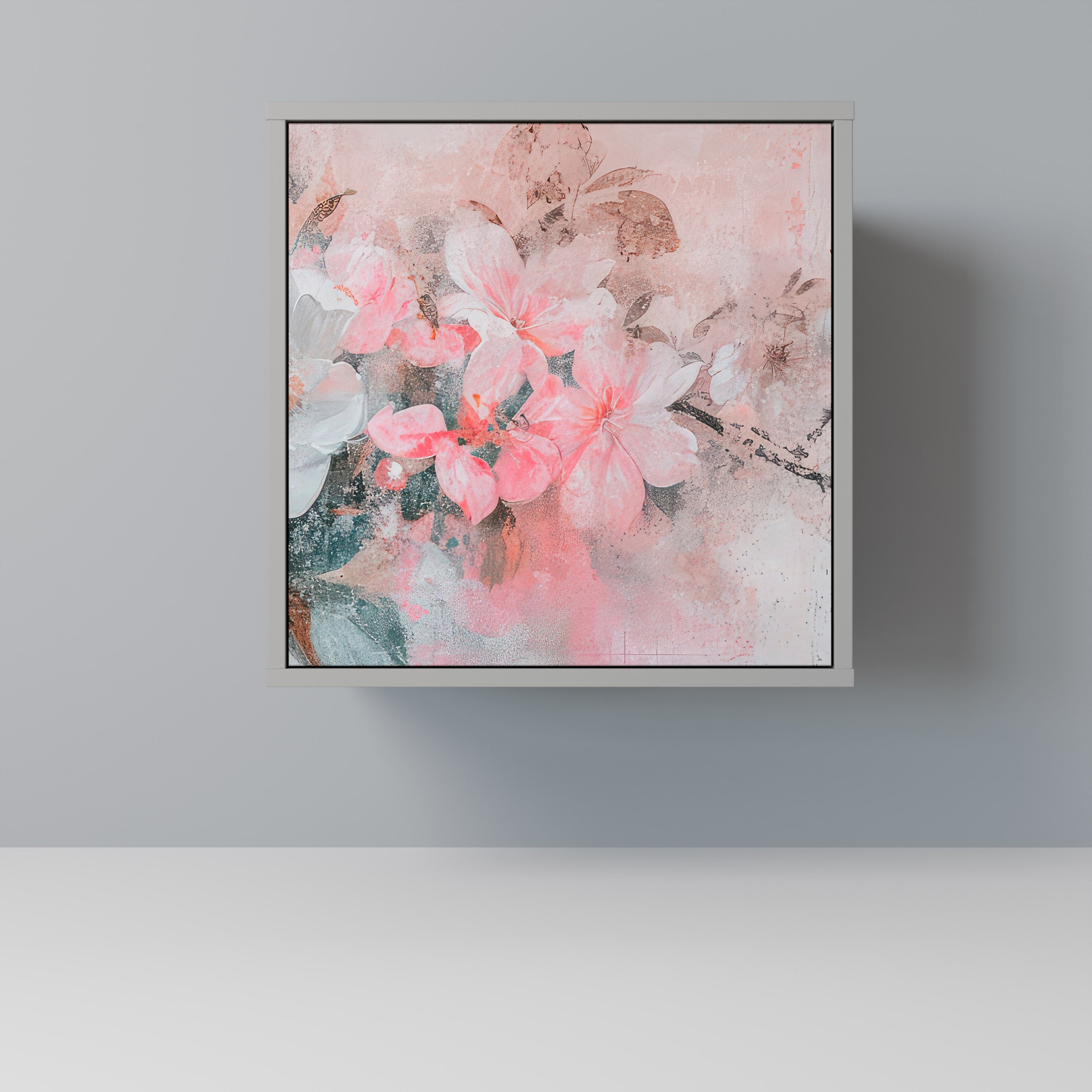 CHERRY BLOSSOM skänk med 1 dörr i grå finish