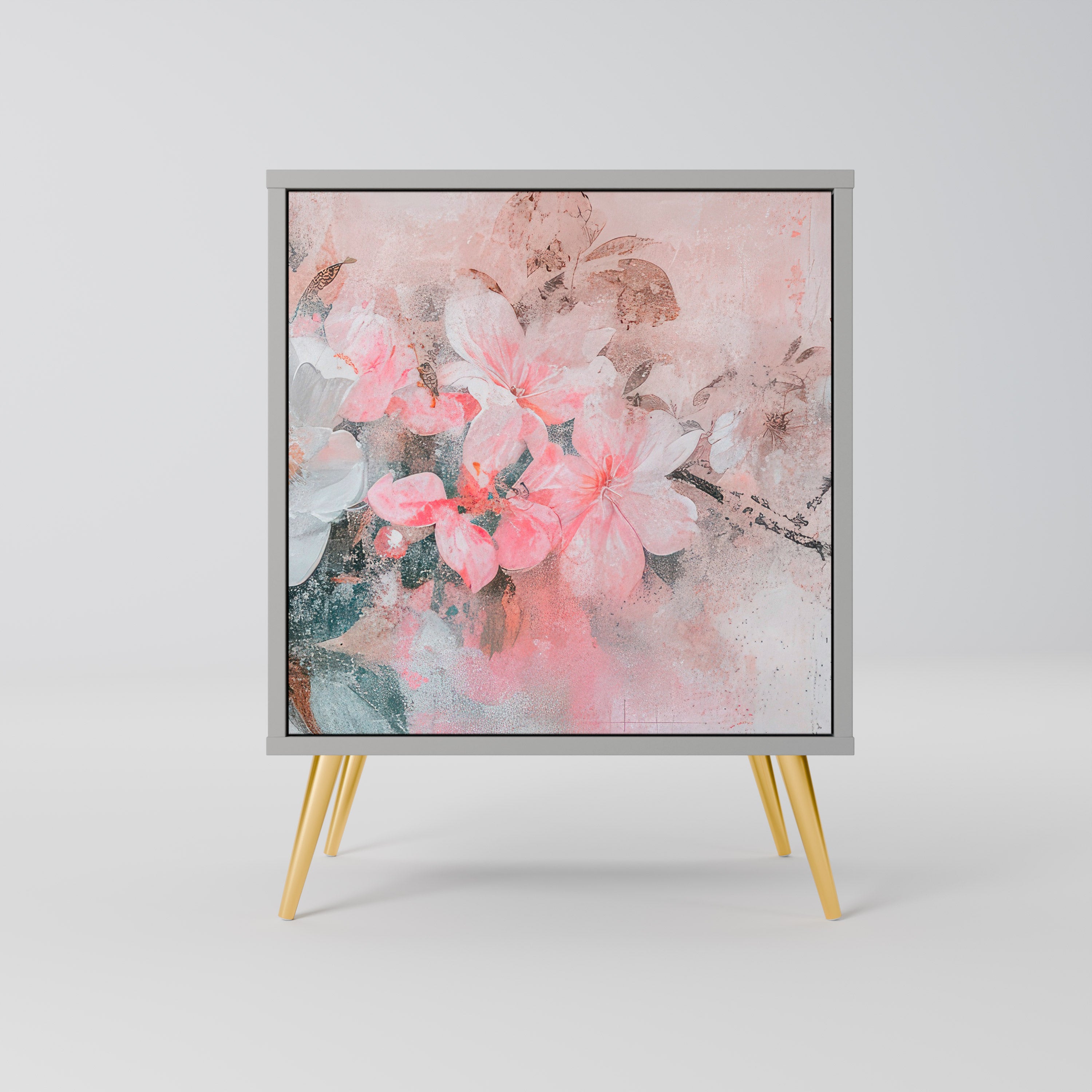 CHERRY BLOSSOM skänk med 1 dörr i grå finish