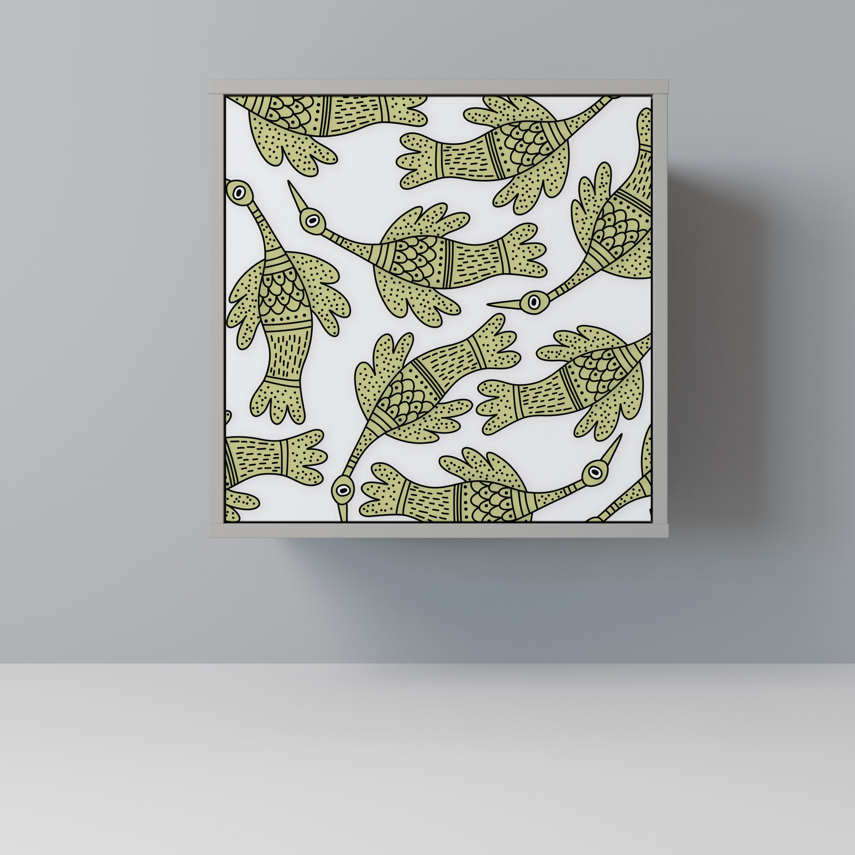 SEEDLING SONGBIRD skänk med 1 dörr i grå finish