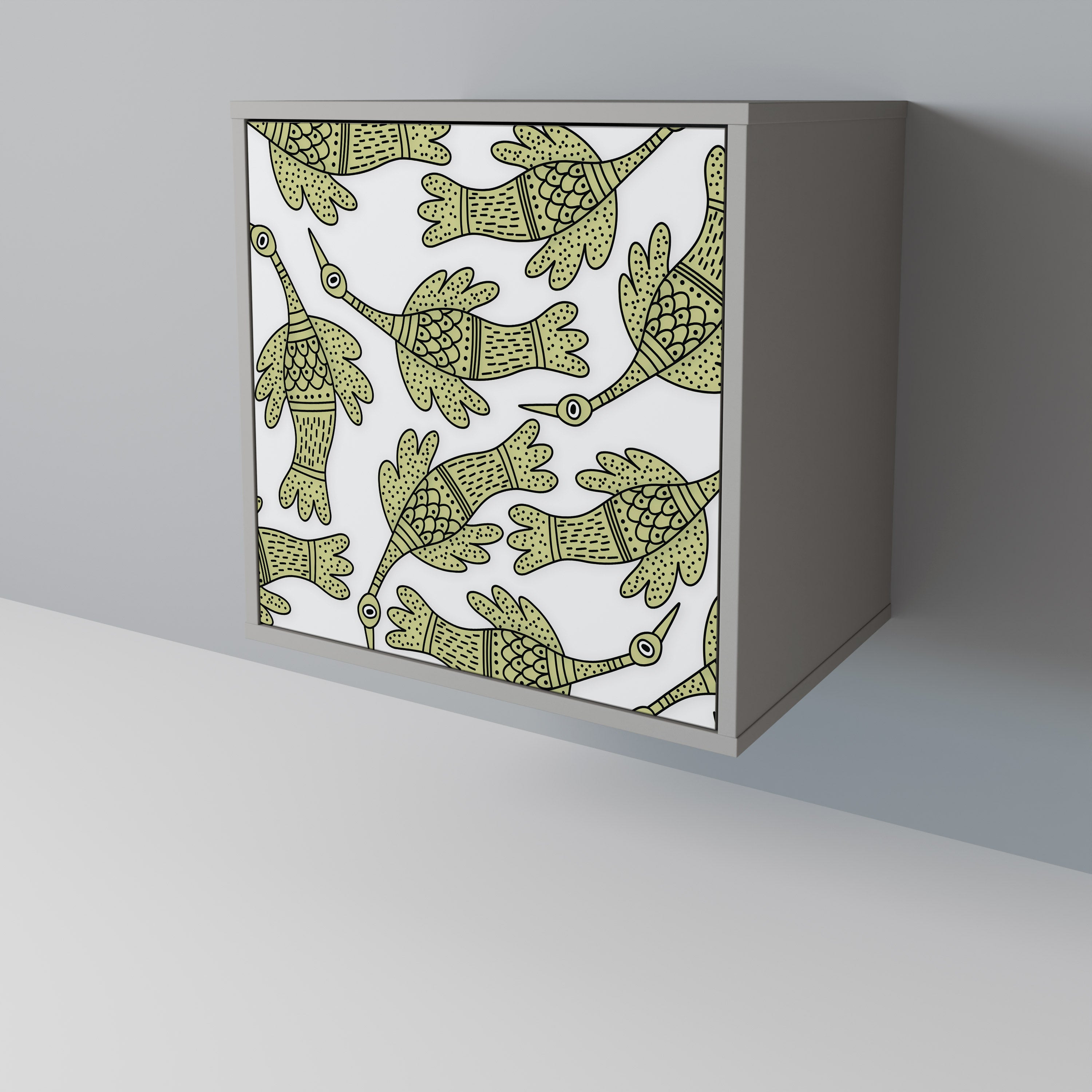 SEEDLING SONGBIRD skänk med 1 dörr i grå finish