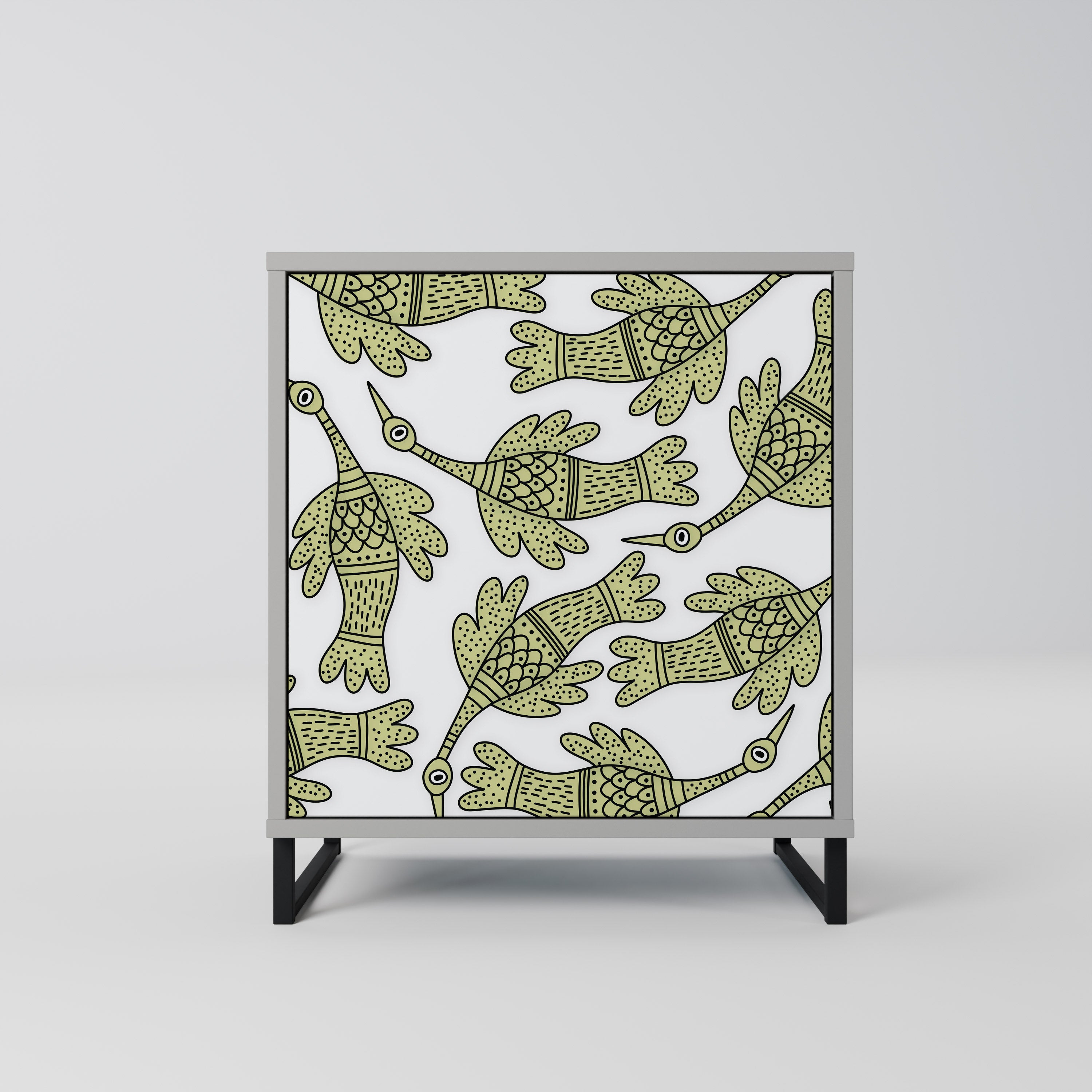 SEEDLING SONGBIRD skänk med 1 dörr i grå finish