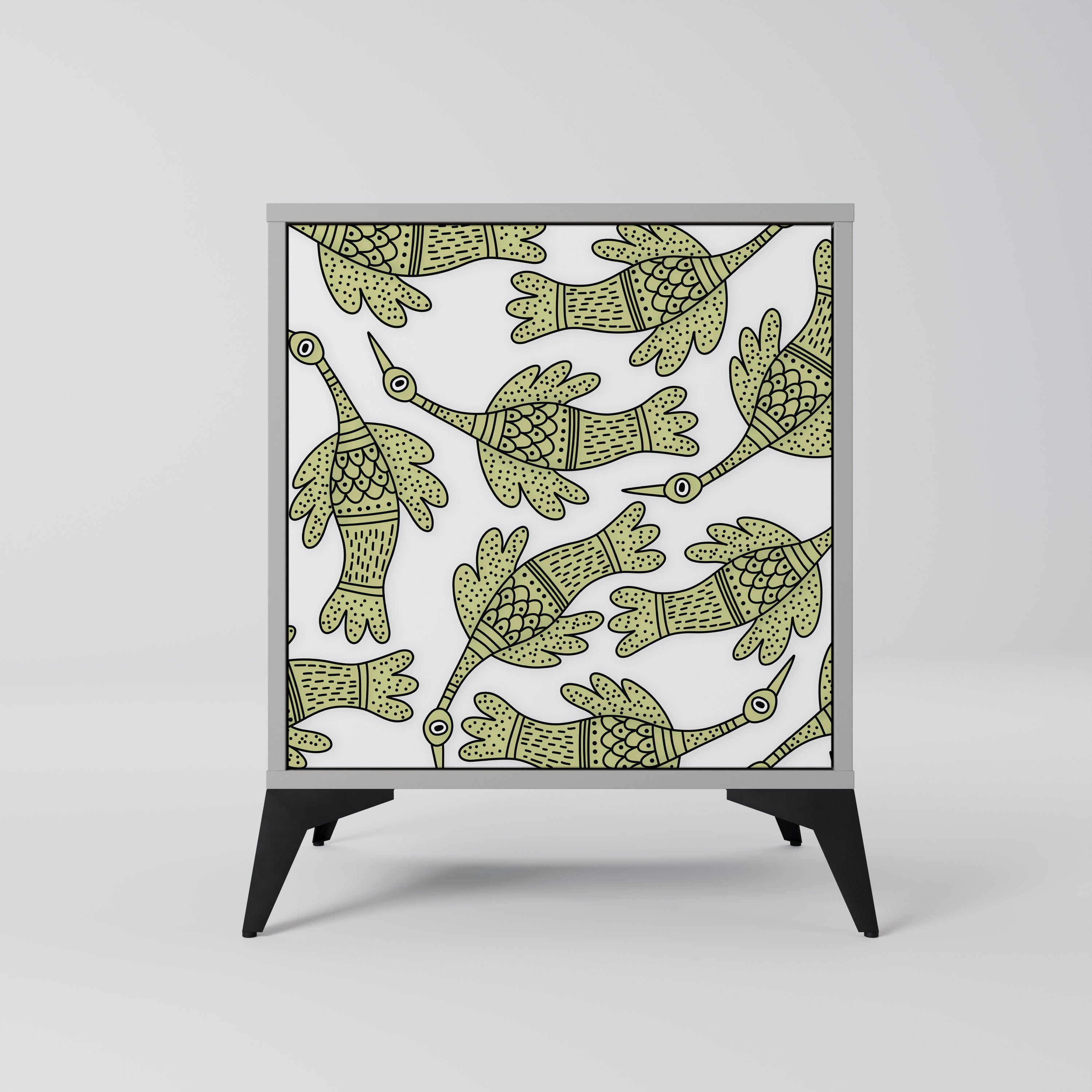 SEEDLING SONGBIRD skänk med 1 dörr i grå finish