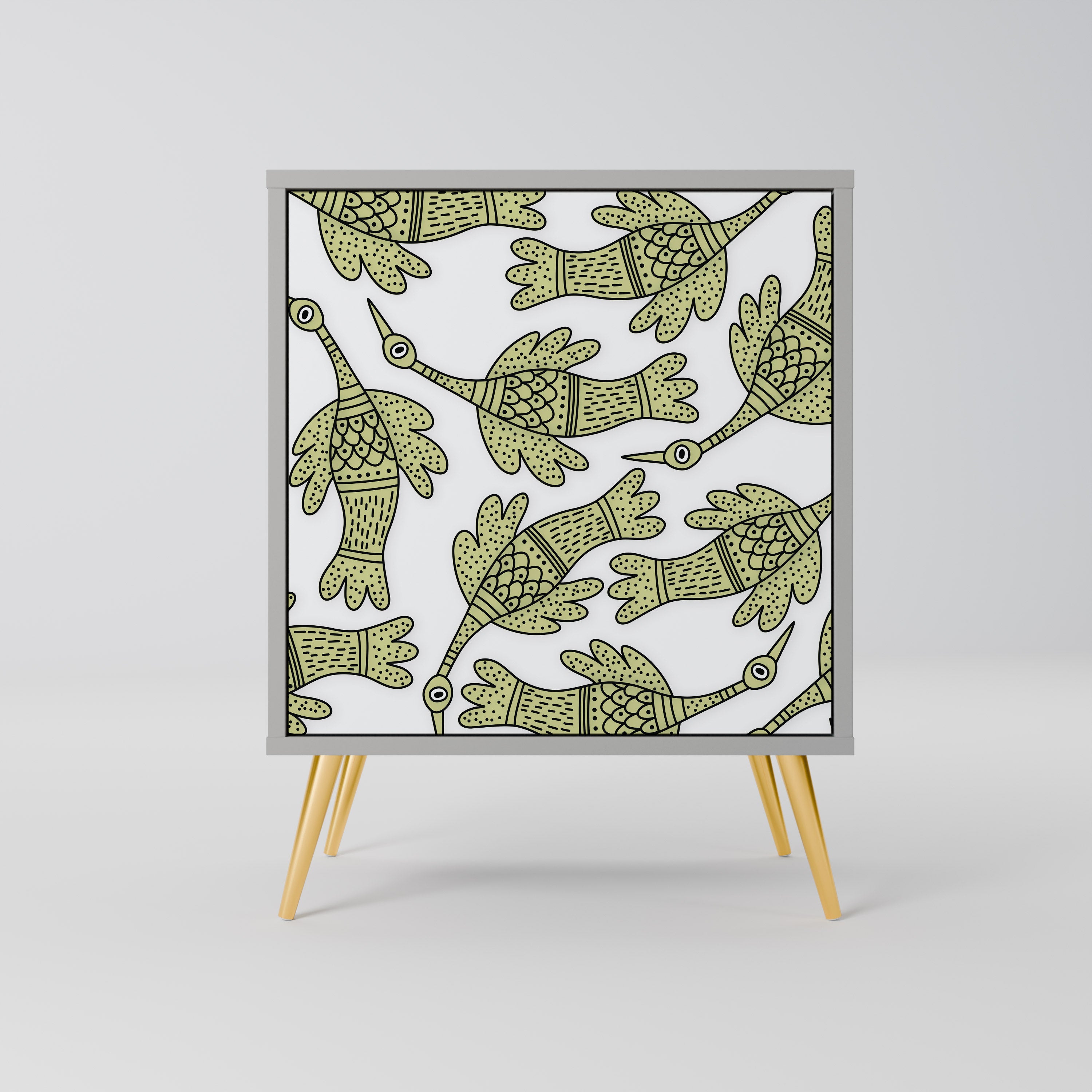 SEEDLING SONGBIRD skänk med 1 dörr i grå finish