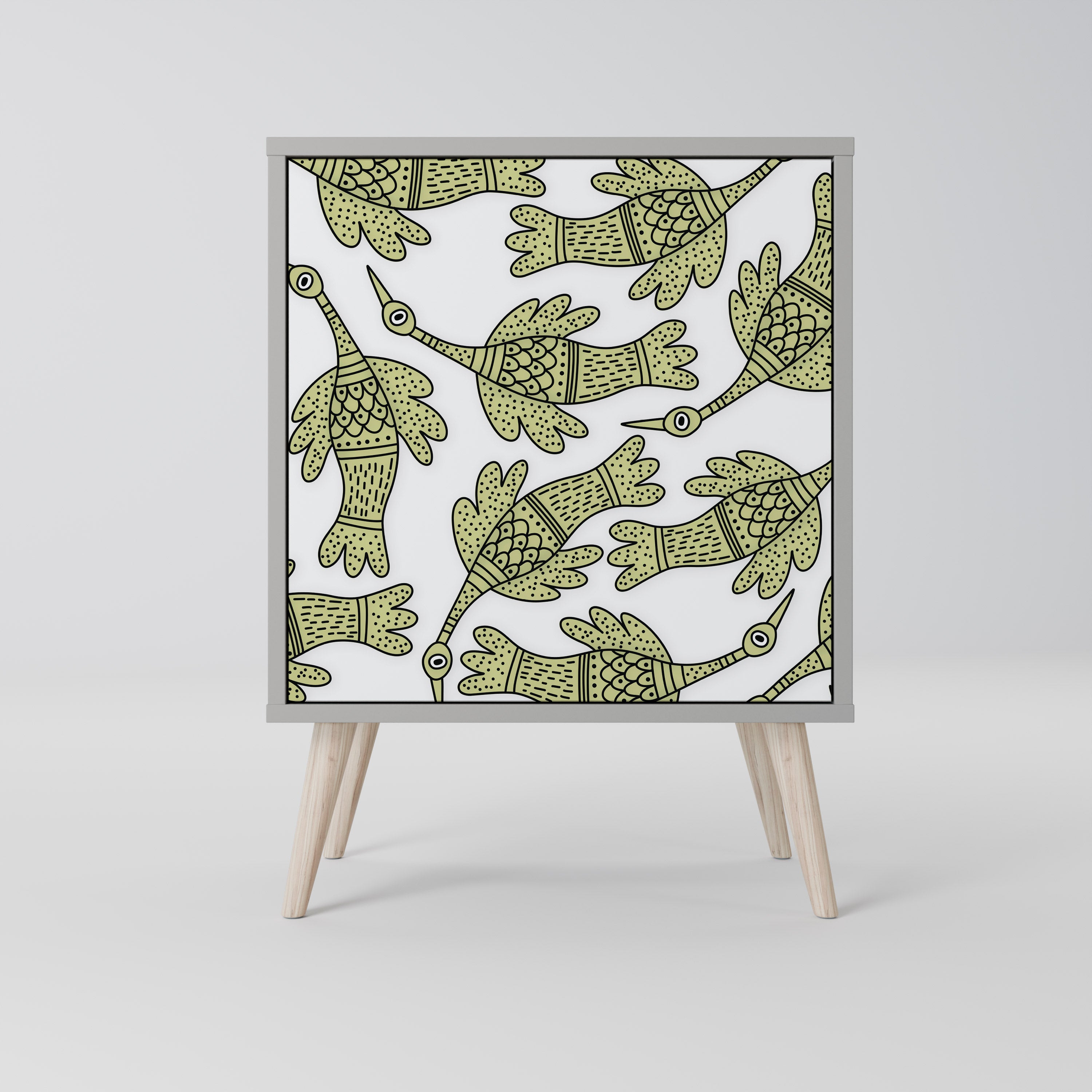 SEEDLING SONGBIRD skänk med 1 dörr i grå finish