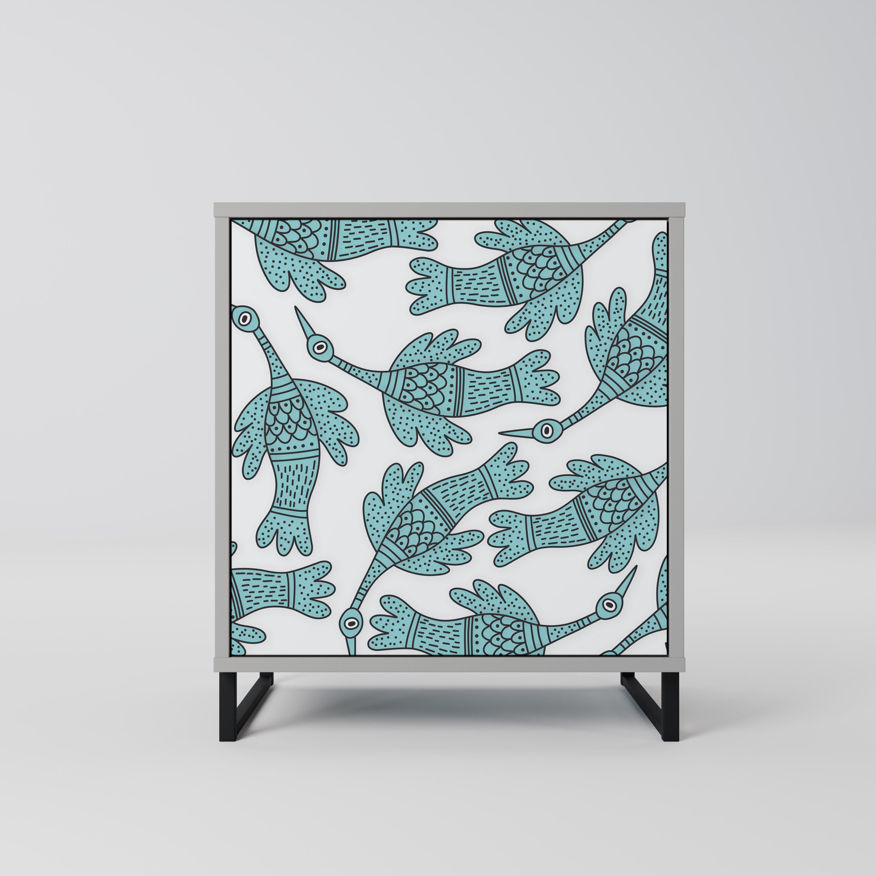 WATERSPOUT SONGIBIRD skänk med 1 dörr i grå finish