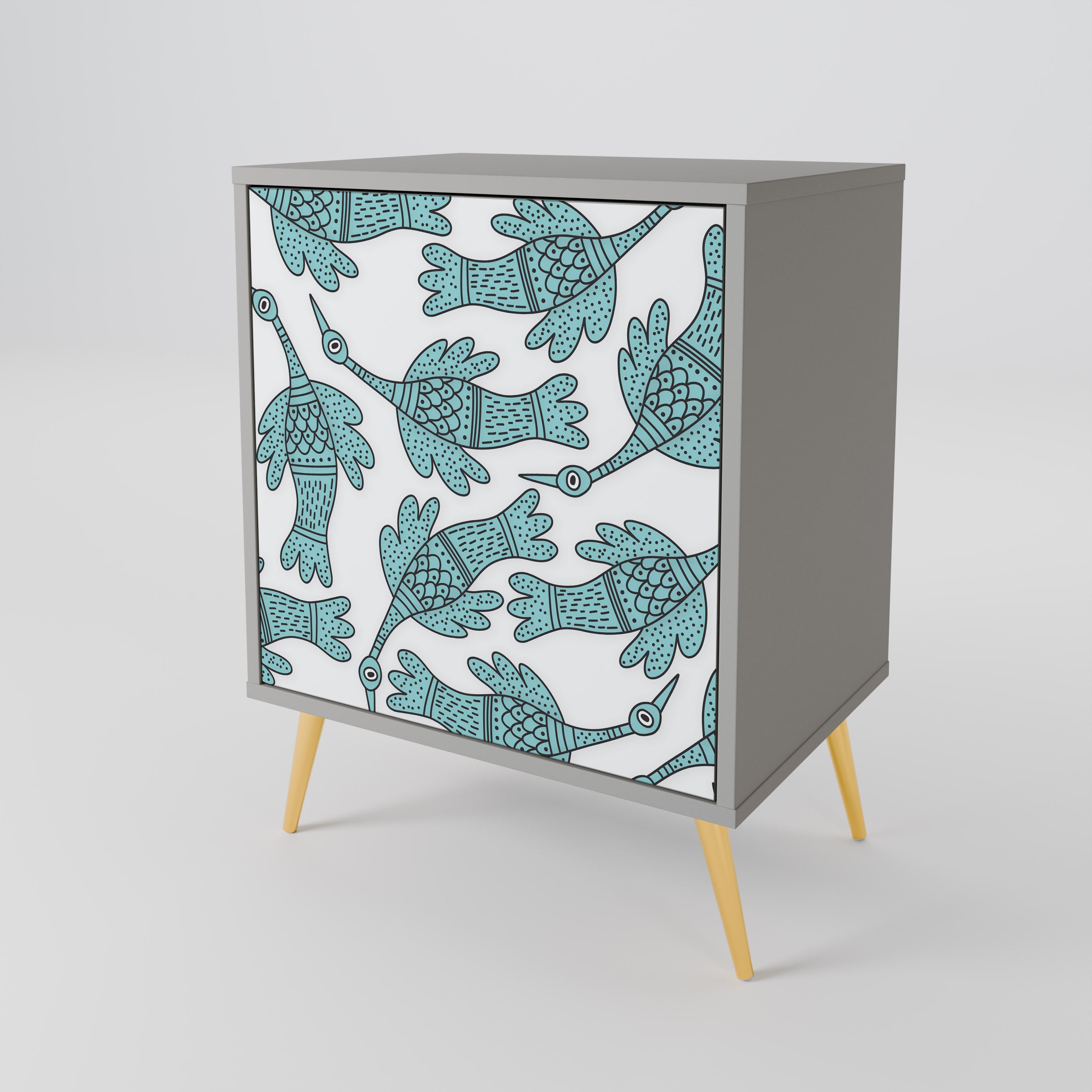 WATERSPOUT SONGIBIRD skänk med 1 dörr i grå finish