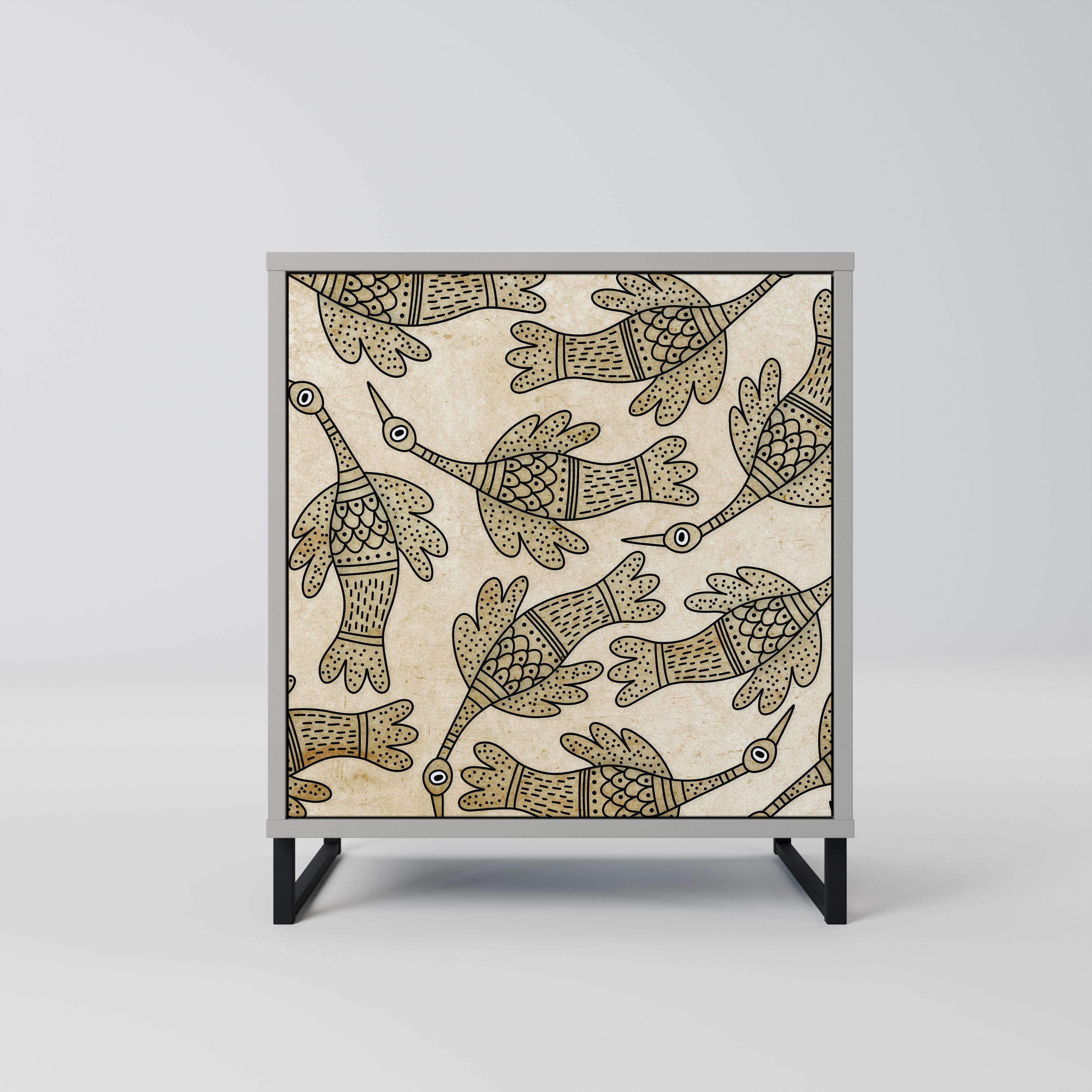 ALMONDINE SONGBIRD skänk med 1 dörr i grå finish