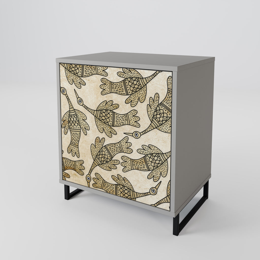 ALMONDINE SONGBIRD skänk med 1 dörr i grå finish