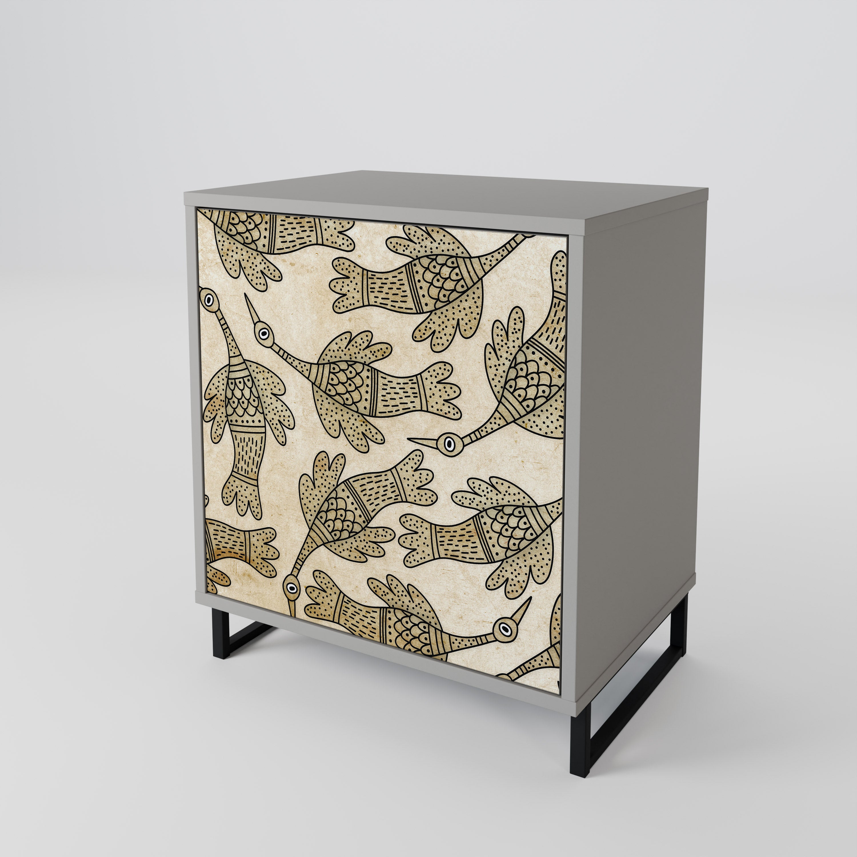 ALMONDINE SONGBIRD skänk med 1 dörr i grå finish