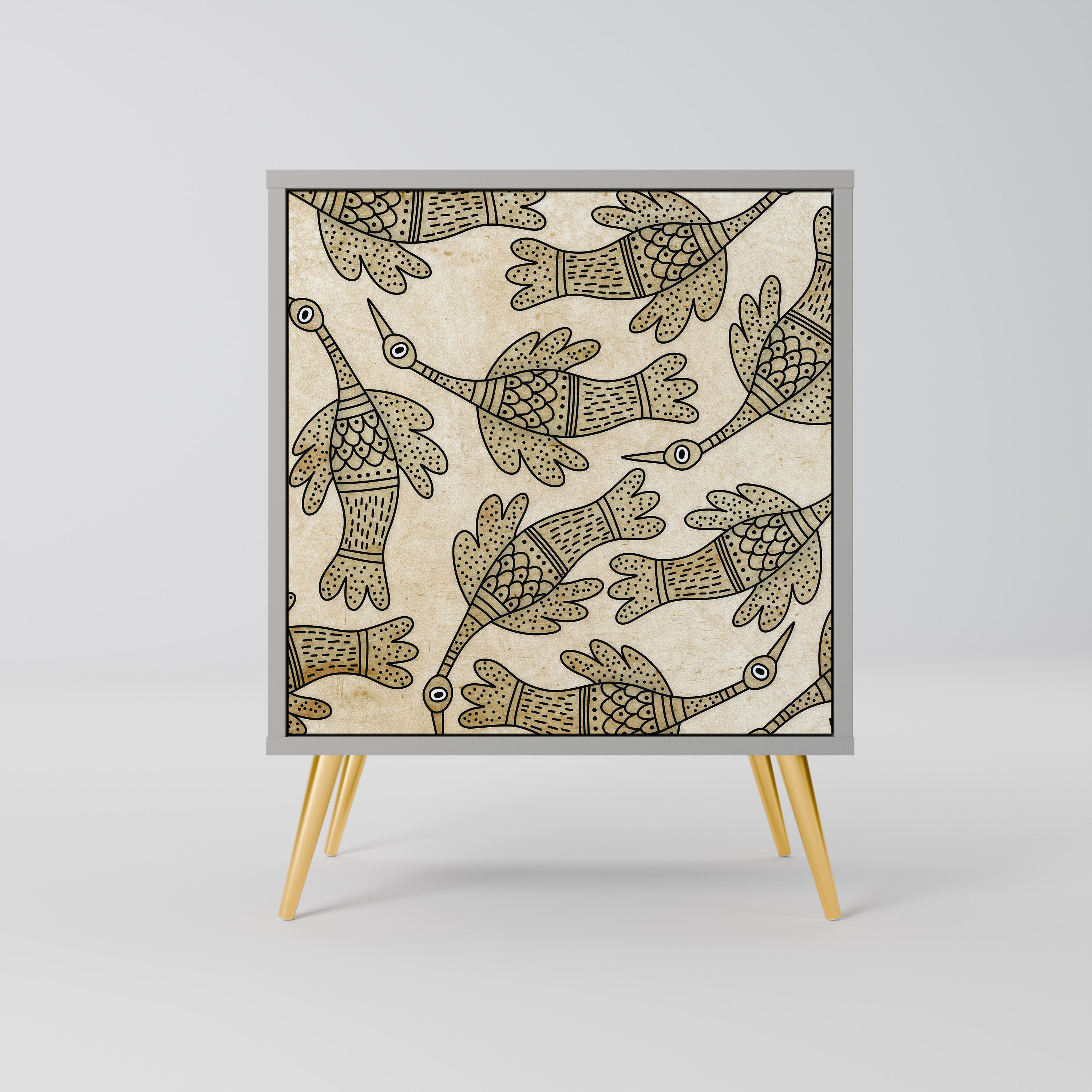 ALMONDINE SONGBIRD skänk med 1 dörr i grå finish