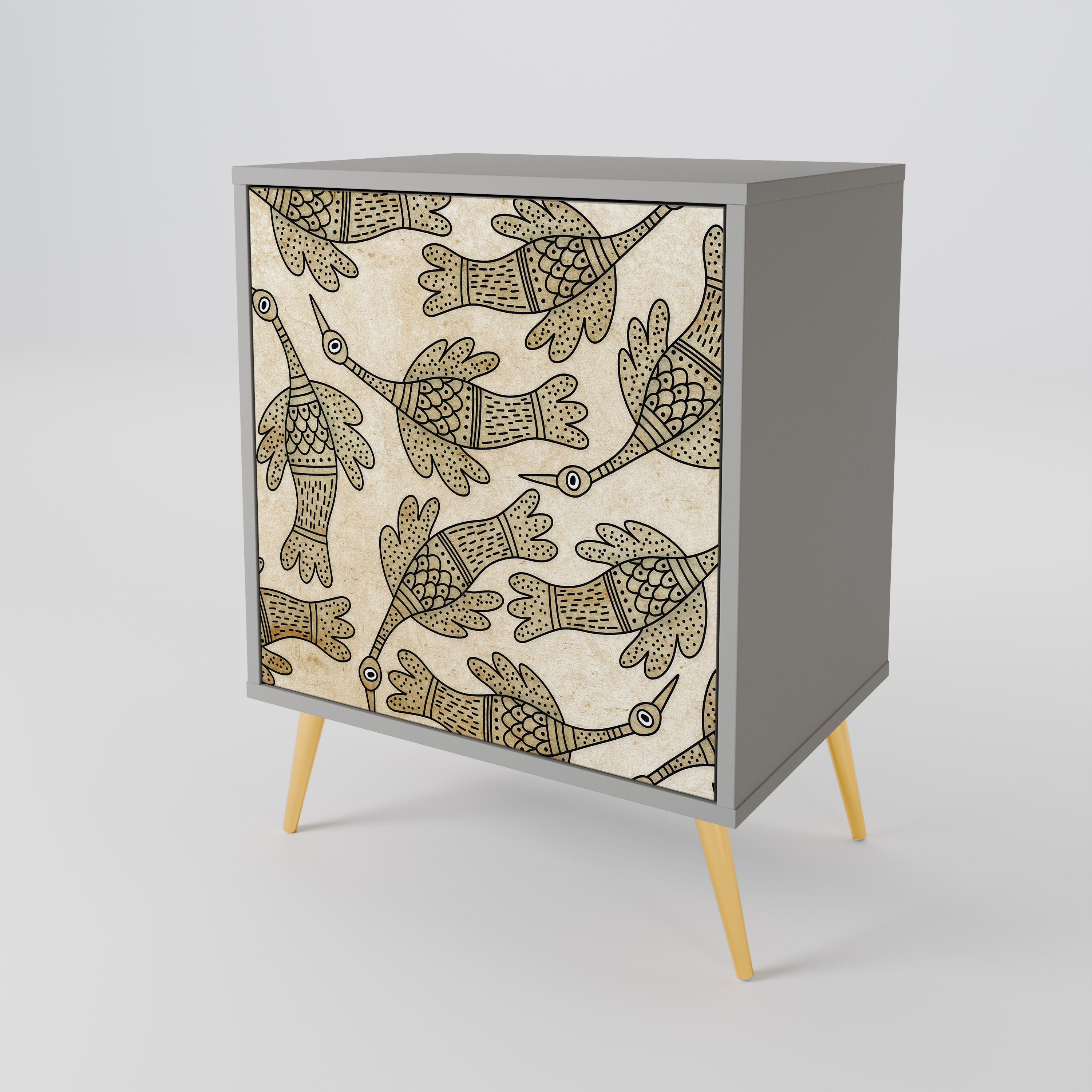 ALMONDINE SONGBIRD skänk med 1 dörr i grå finish