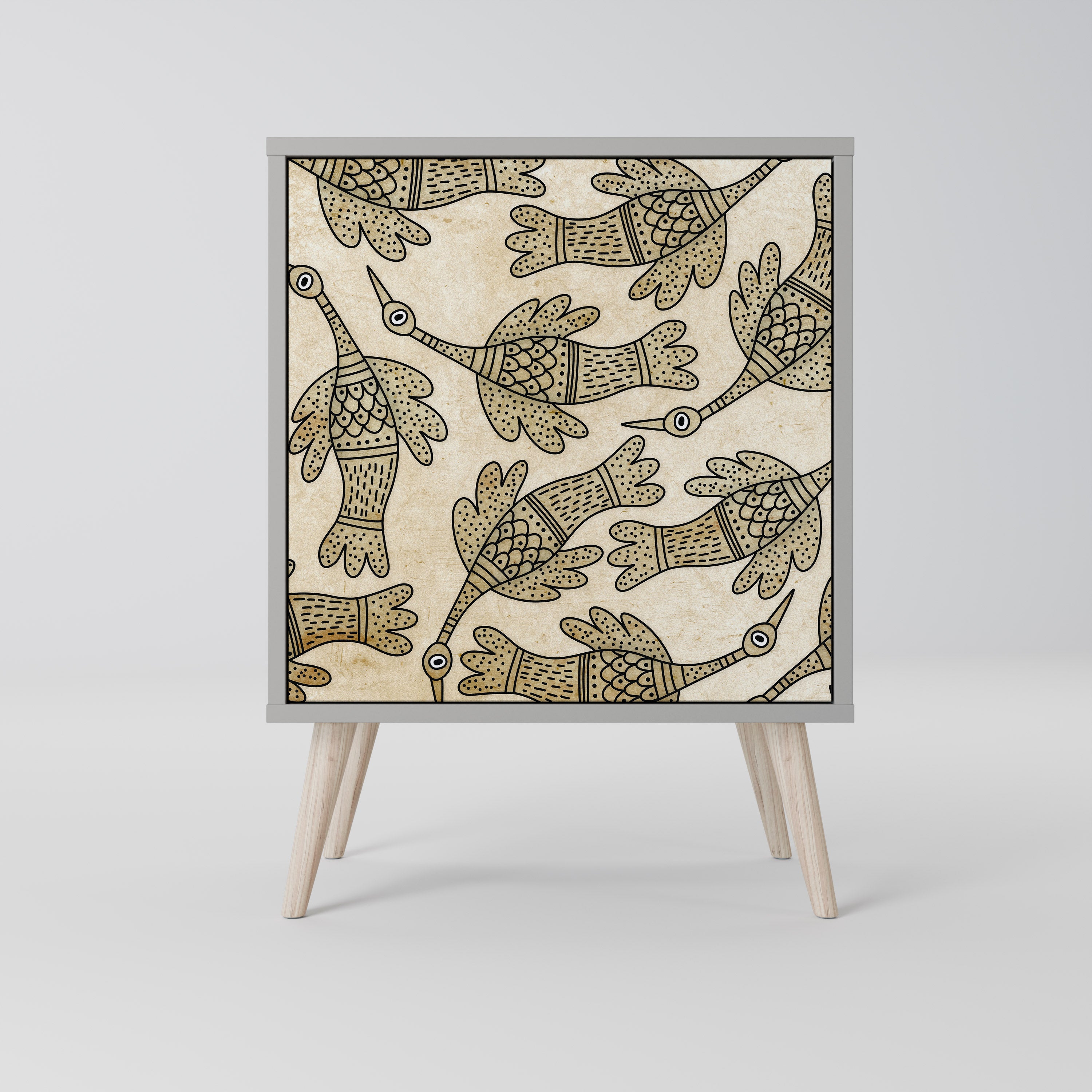 ALMONDINE SONGBIRD skänk med 1 dörr i grå finish