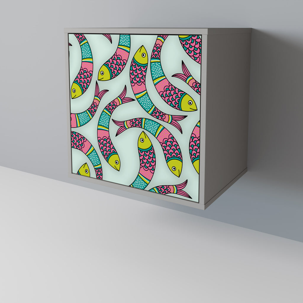 INDIAN FISH skänk med 1 dörr i grå finish