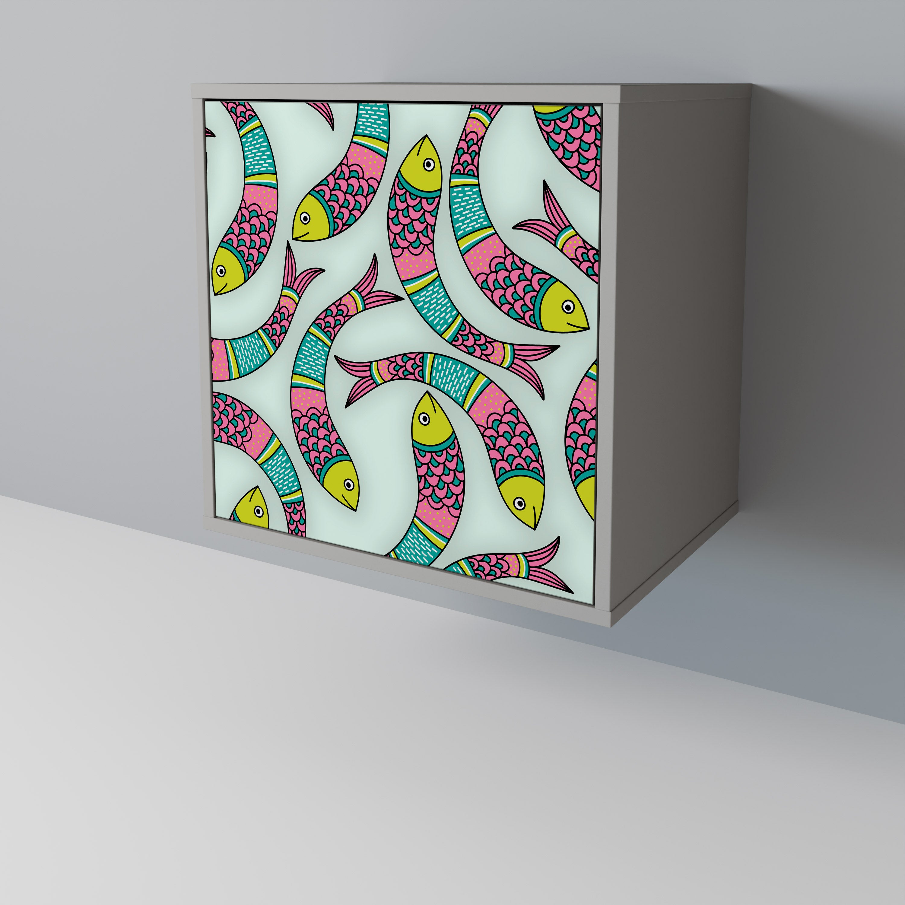 INDIAN FISH skänk med 1 dörr i grå finish