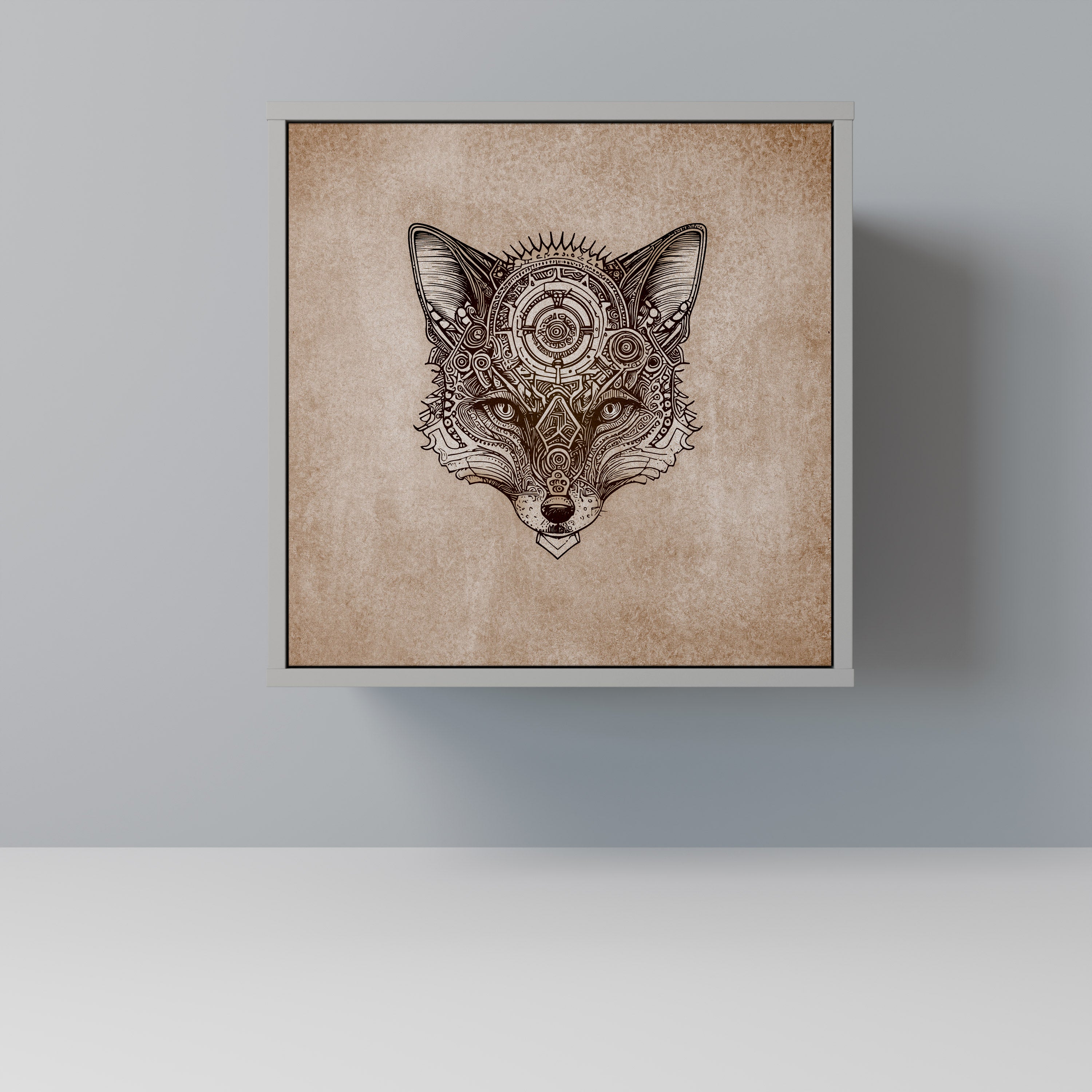 STEAMPUNK CLAN skänk med 1 dörr i grå finish