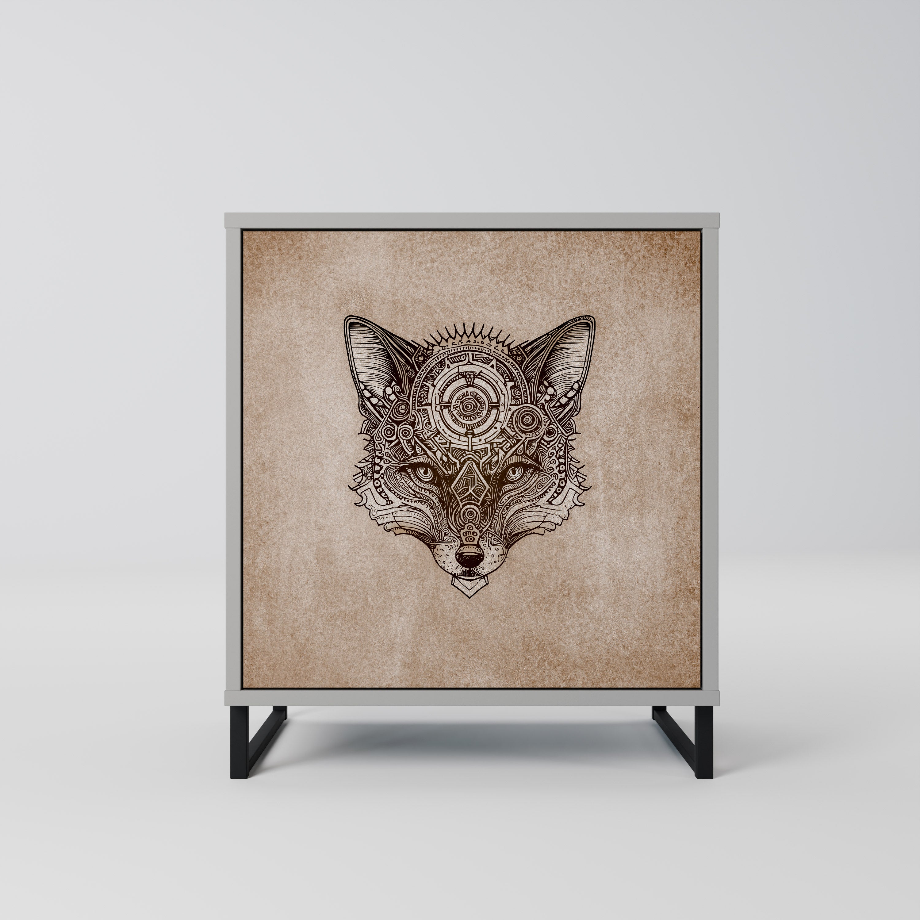 STEAMPUNK CLAN skänk med 1 dörr i grå finish