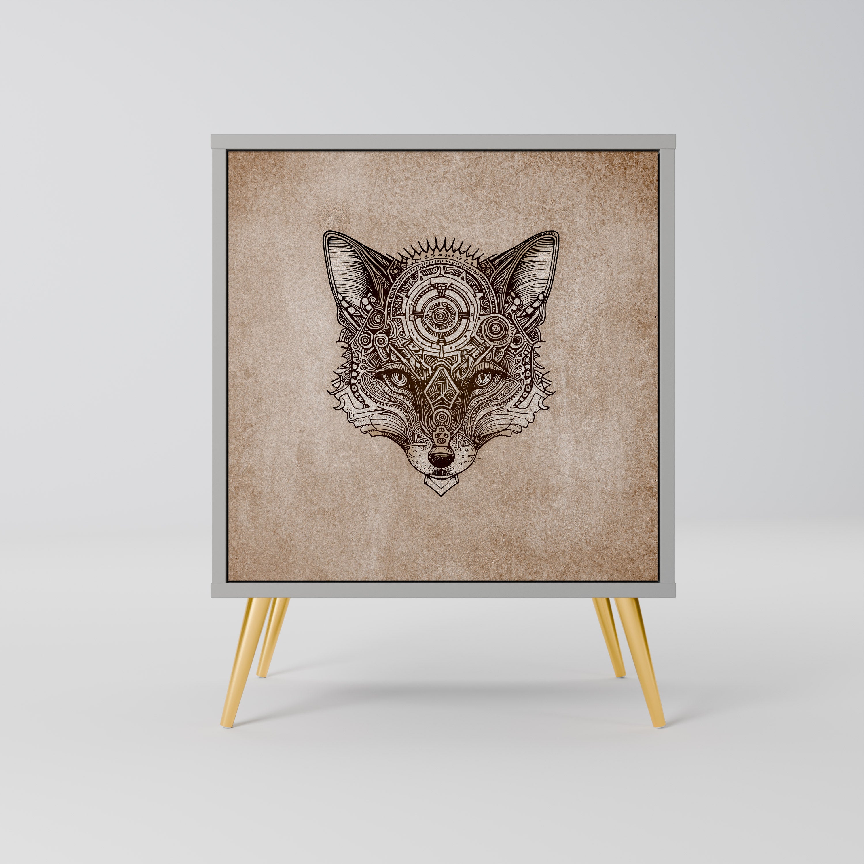 STEAMPUNK CLAN skänk med 1 dörr i grå finish