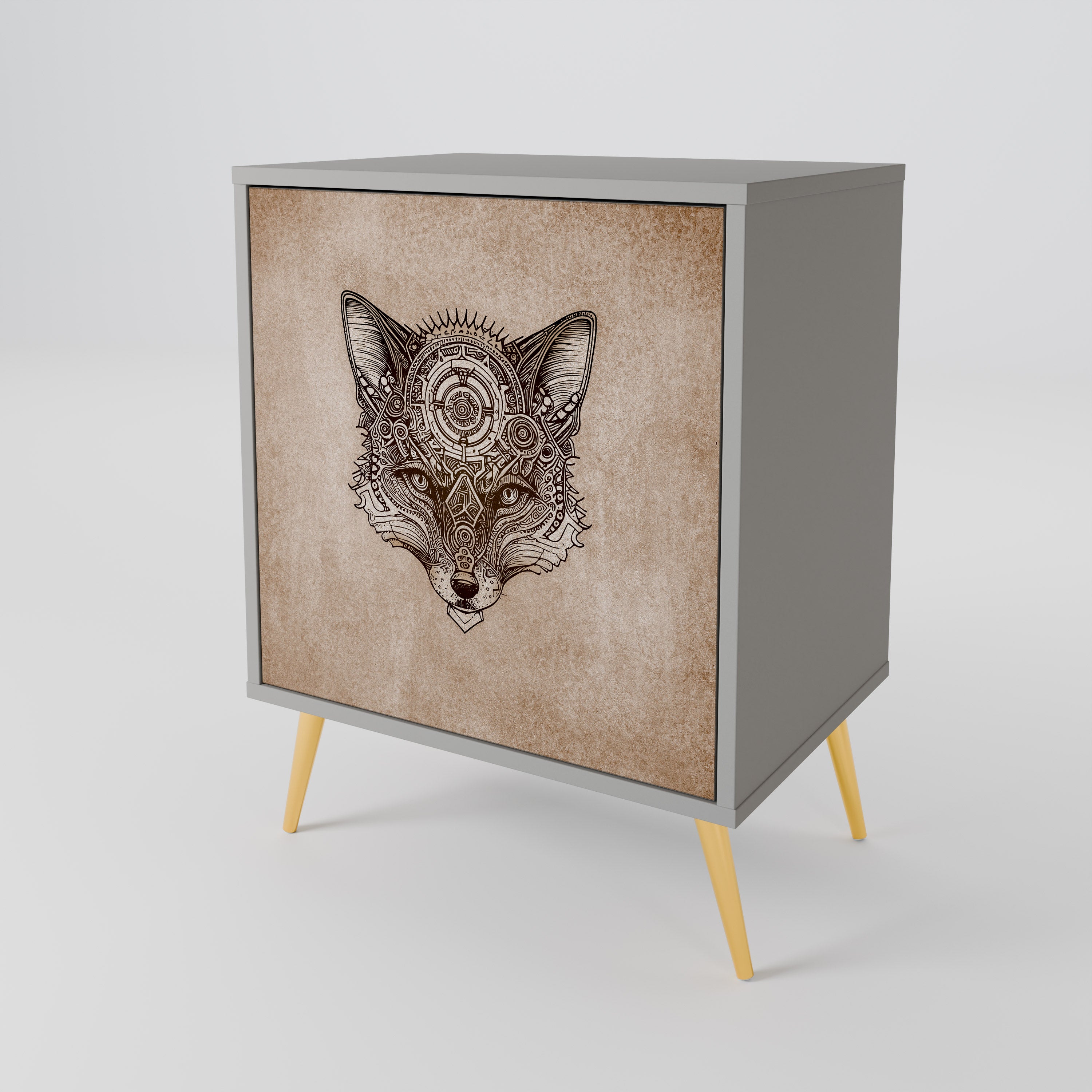 STEAMPUNK CLAN skänk med 1 dörr i grå finish