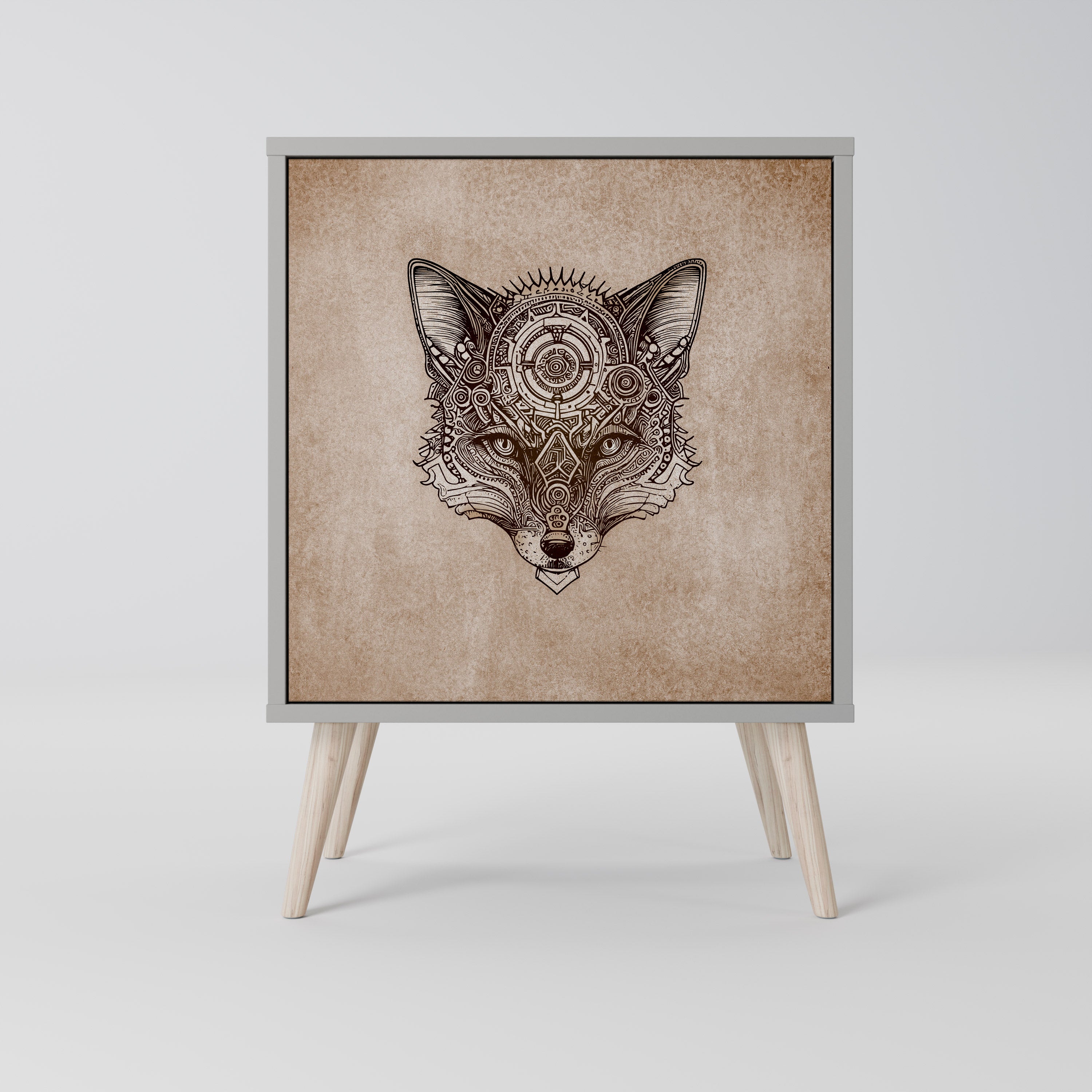 STEAMPUNK CLAN skänk med 1 dörr i grå finish