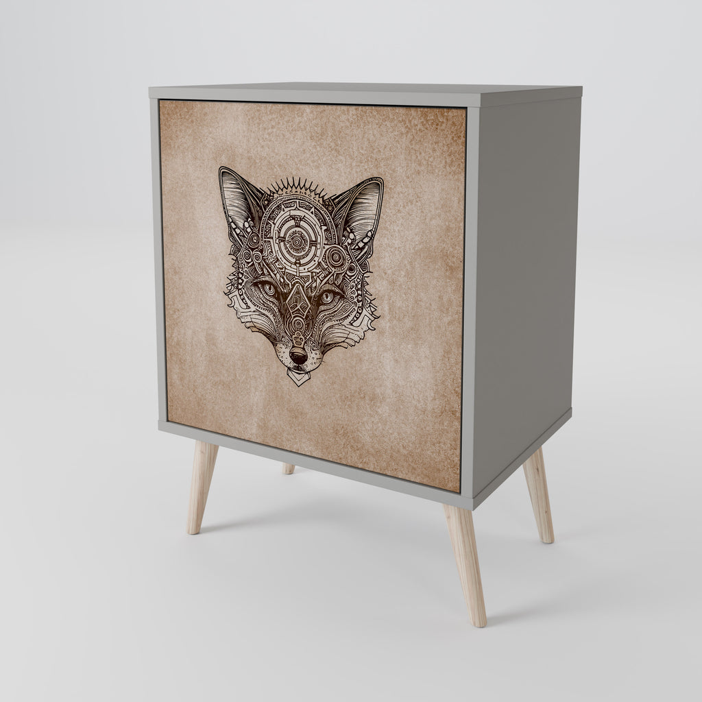 STEAMPUNK CLAN skänk med 1 dörr i grå finish