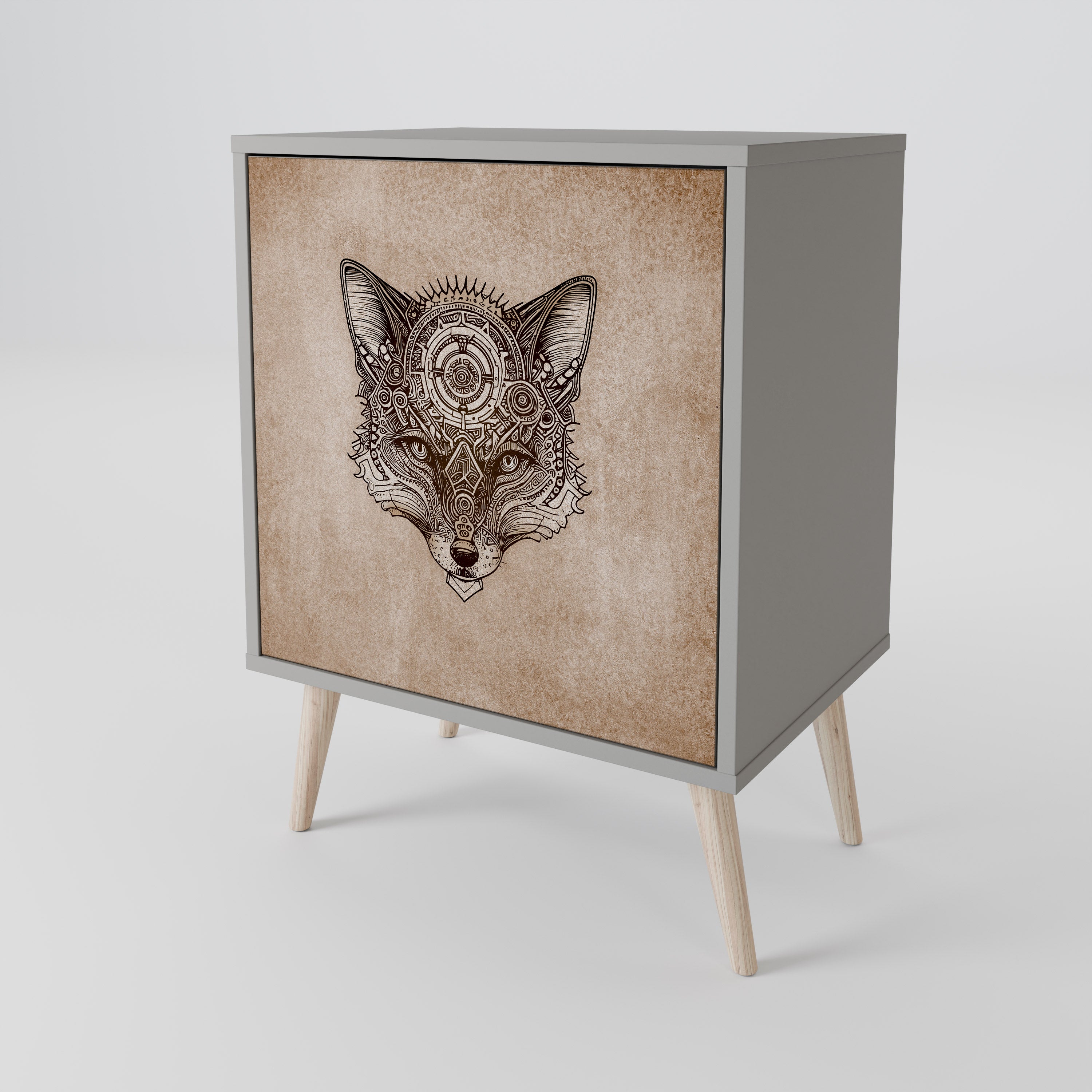 STEAMPUNK CLAN skänk med 1 dörr i grå finish