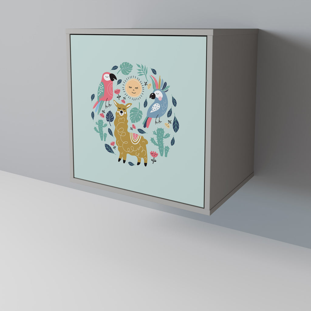 FÄRGGLADA ALPACKAS 1-dörrs skänk i grå finish