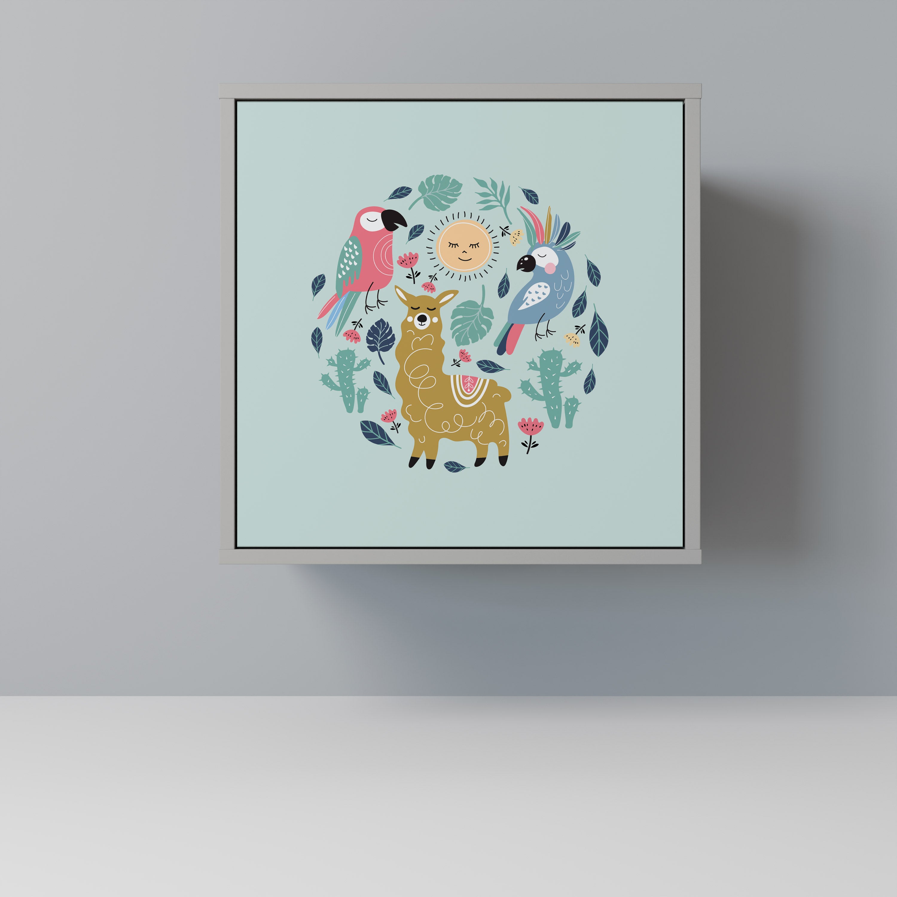 FÄRGGLADA ALPACKAS 1-dörrs skänk i grå finish