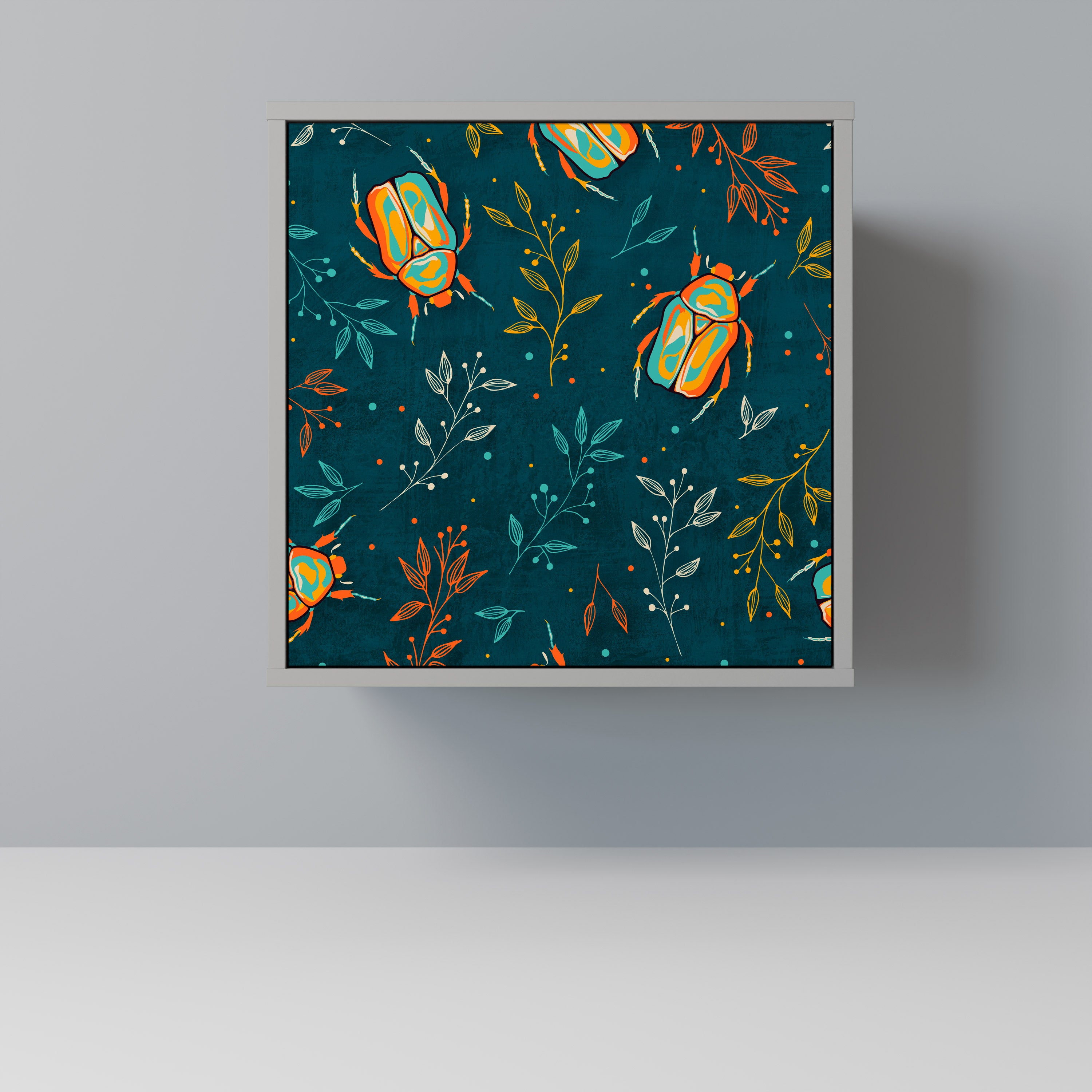 AUTUMN INSECTS skänk med 1 dörr i grå finish