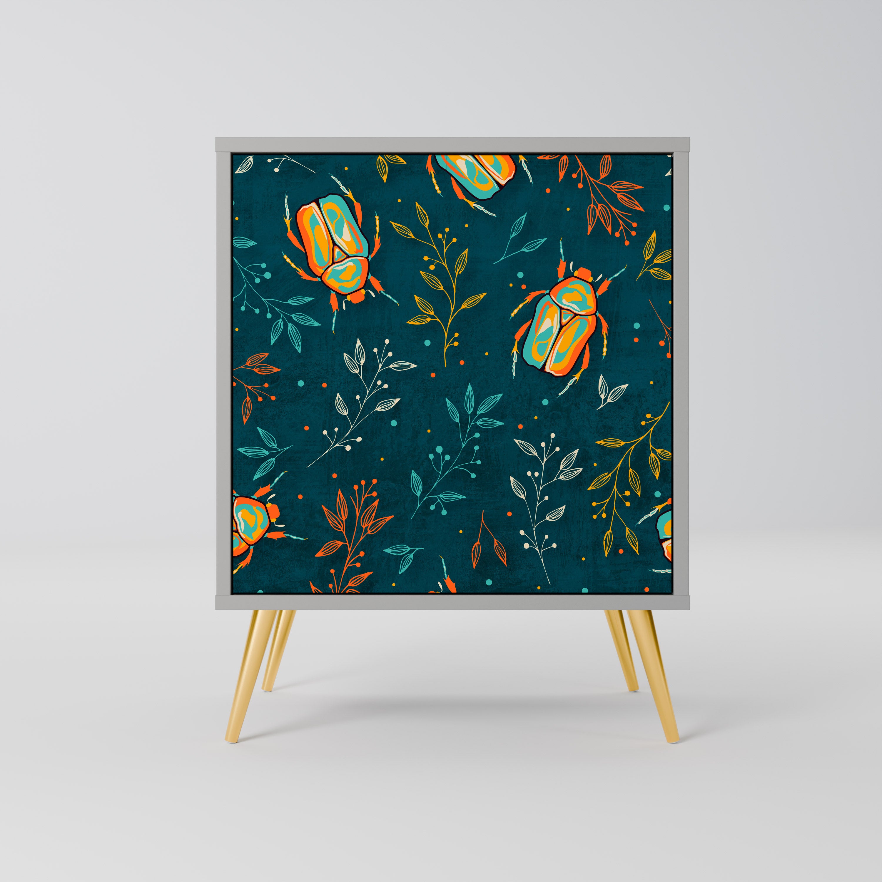 AUTUMN INSECTS skänk med 1 dörr i grå finish