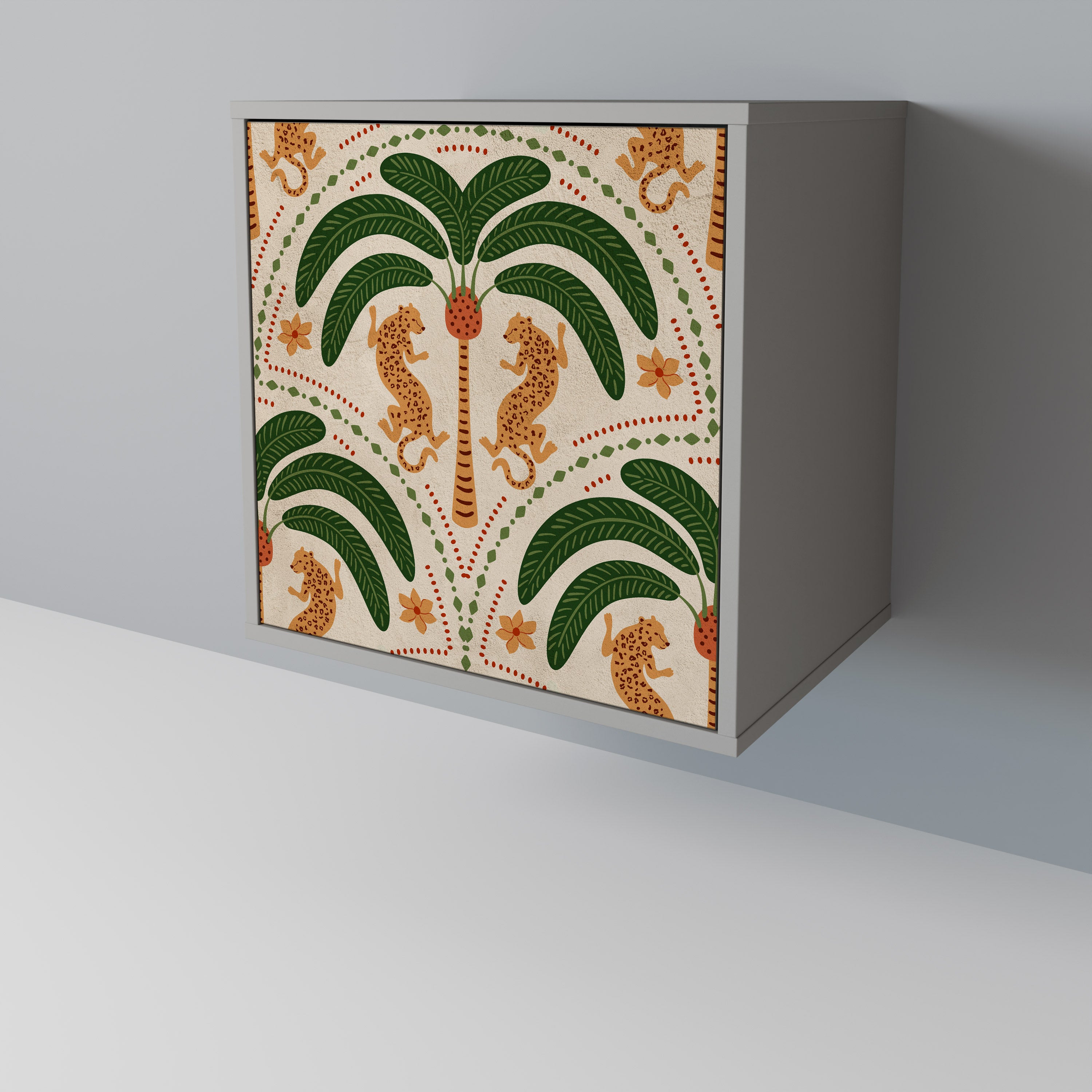 DANCING PREDATORS Skänk med 1 dörr i grå finish