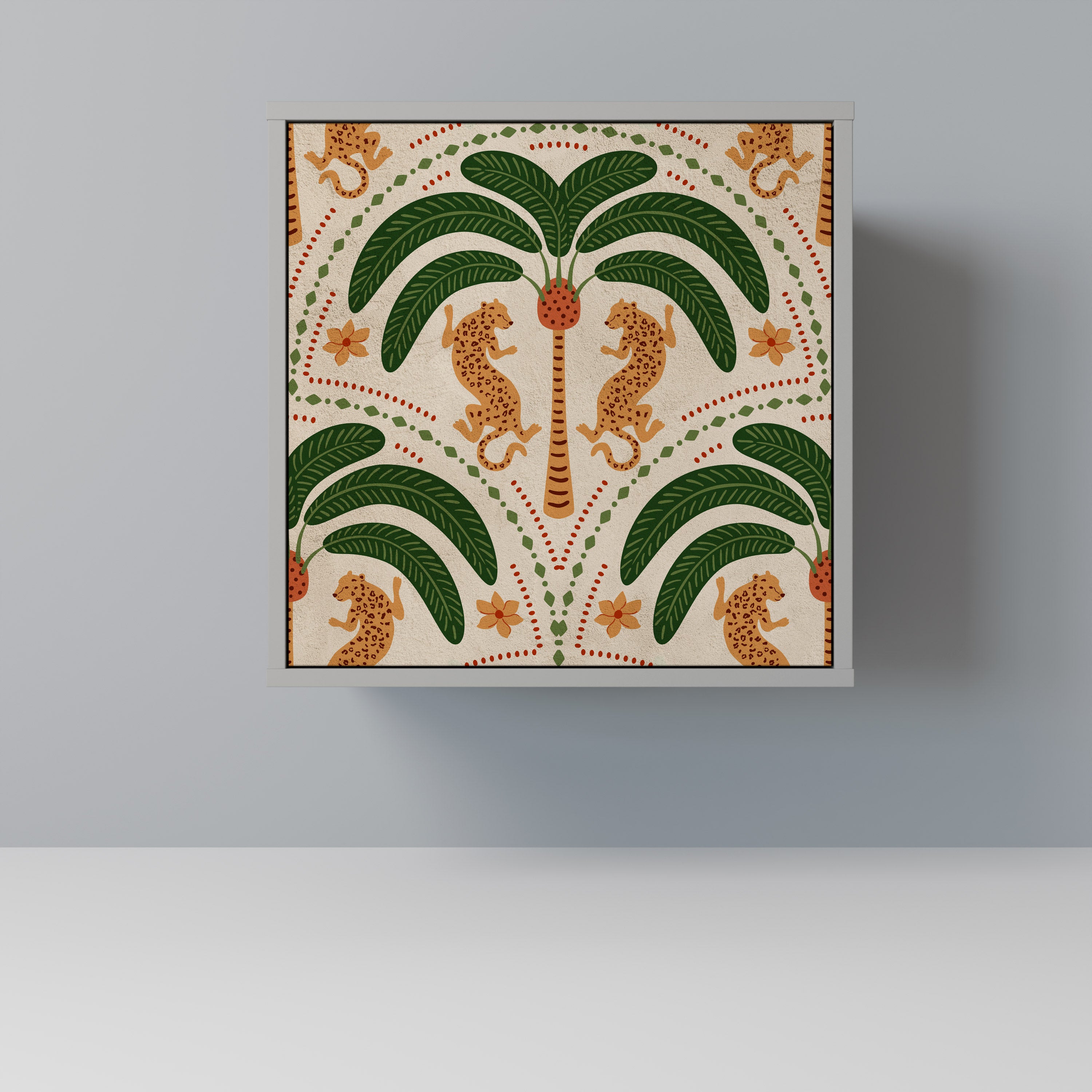 DANCING PREDATORS Skänk med 1 dörr i grå finish