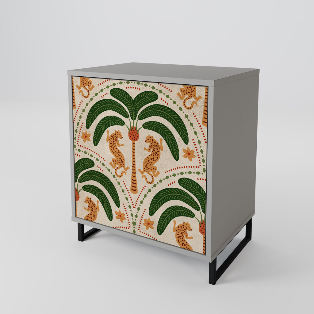 DANCING PREDATORS Skänk med 1 dörr i grå finish