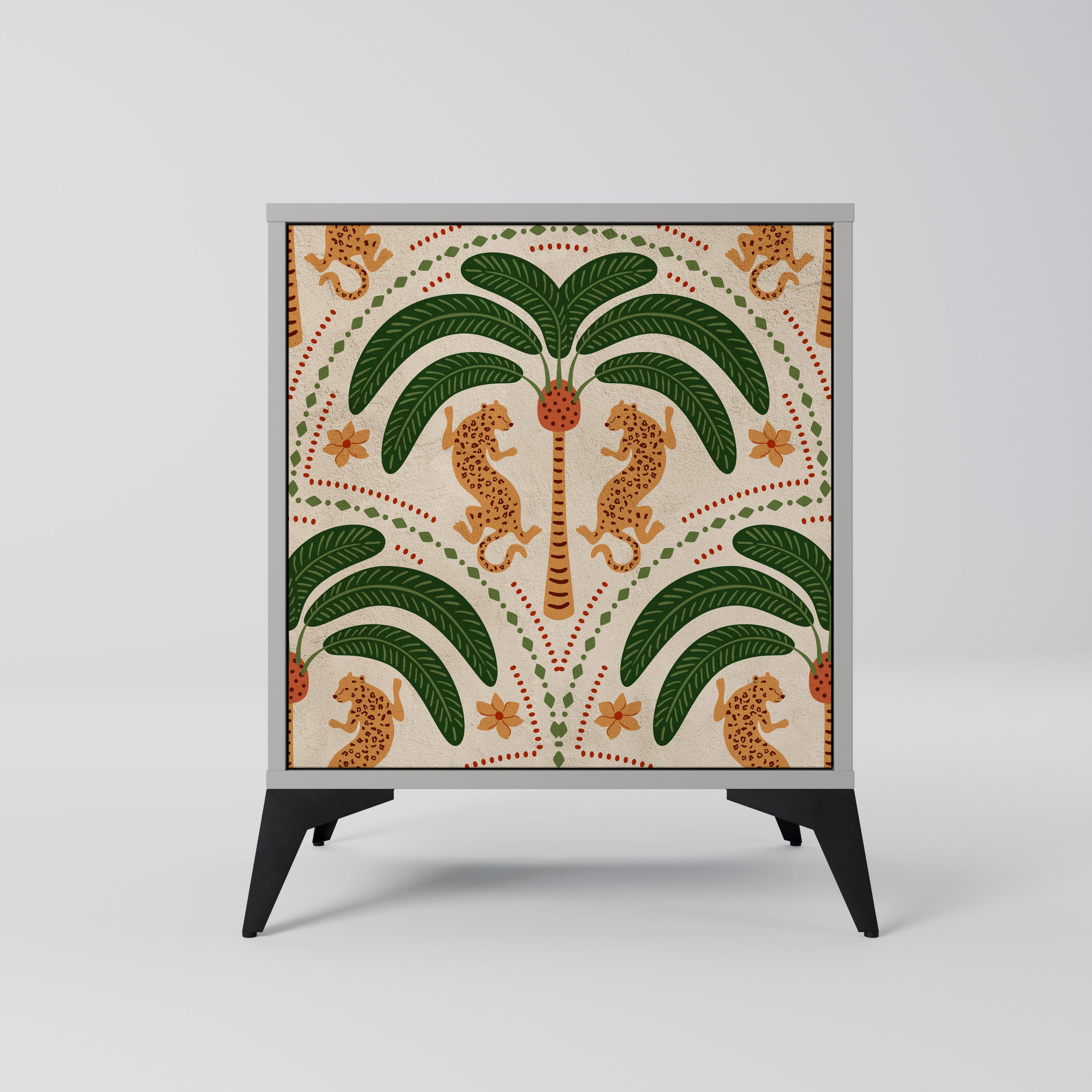 DANCING PREDATORS Skänk med 1 dörr i grå finish