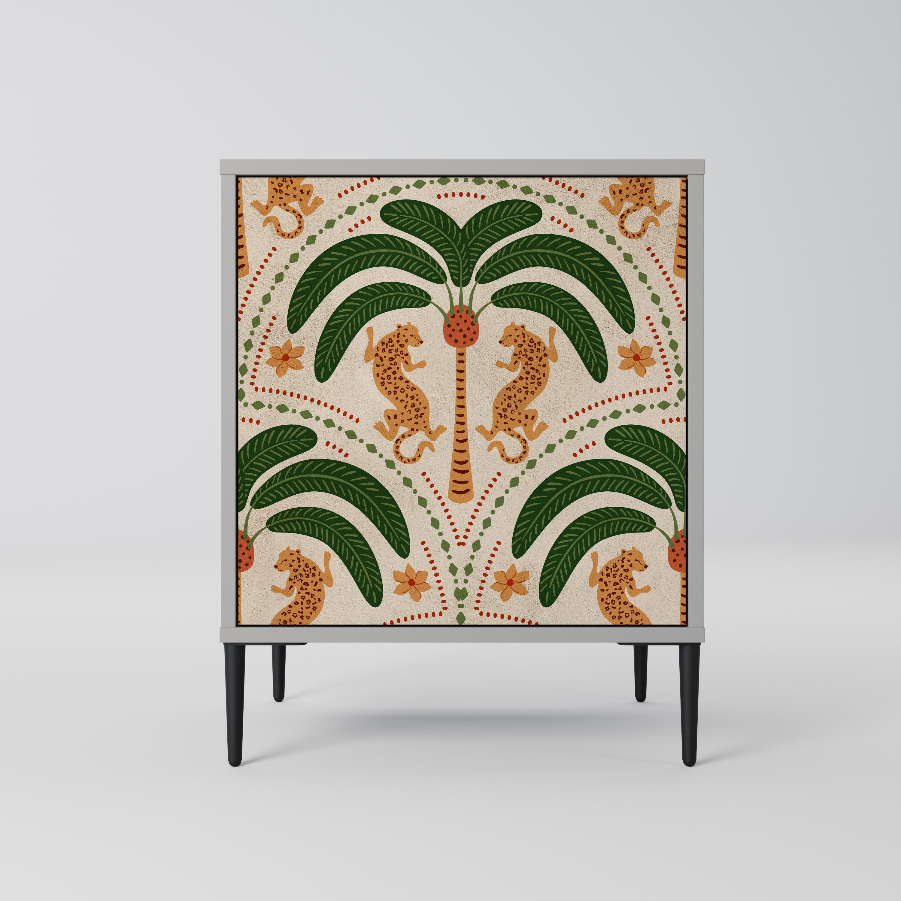 DANCING PREDATORS Skänk med 1 dörr i grå finish