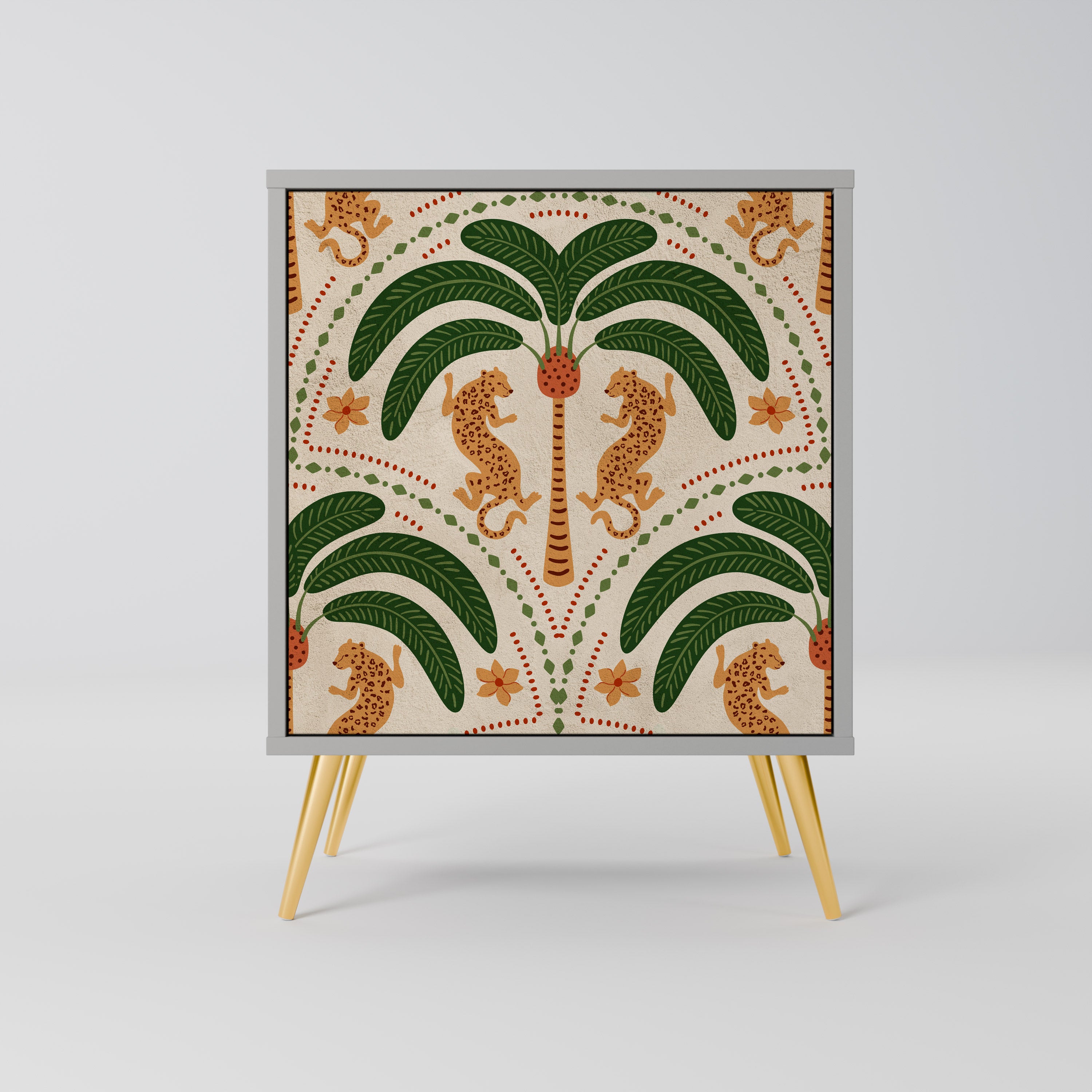 DANCING PREDATORS Skänk med 1 dörr i grå finish