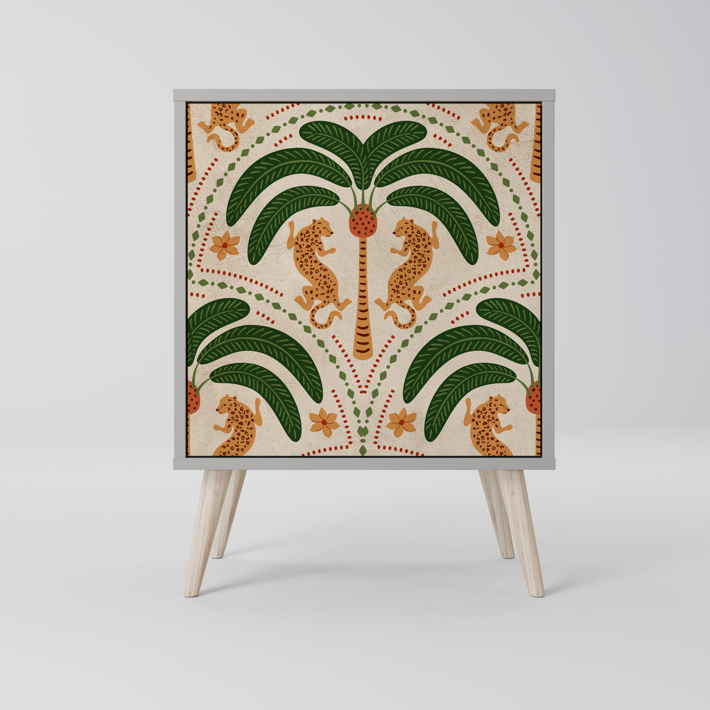 DANCING PREDATORS Skänk med 1 dörr i grå finish