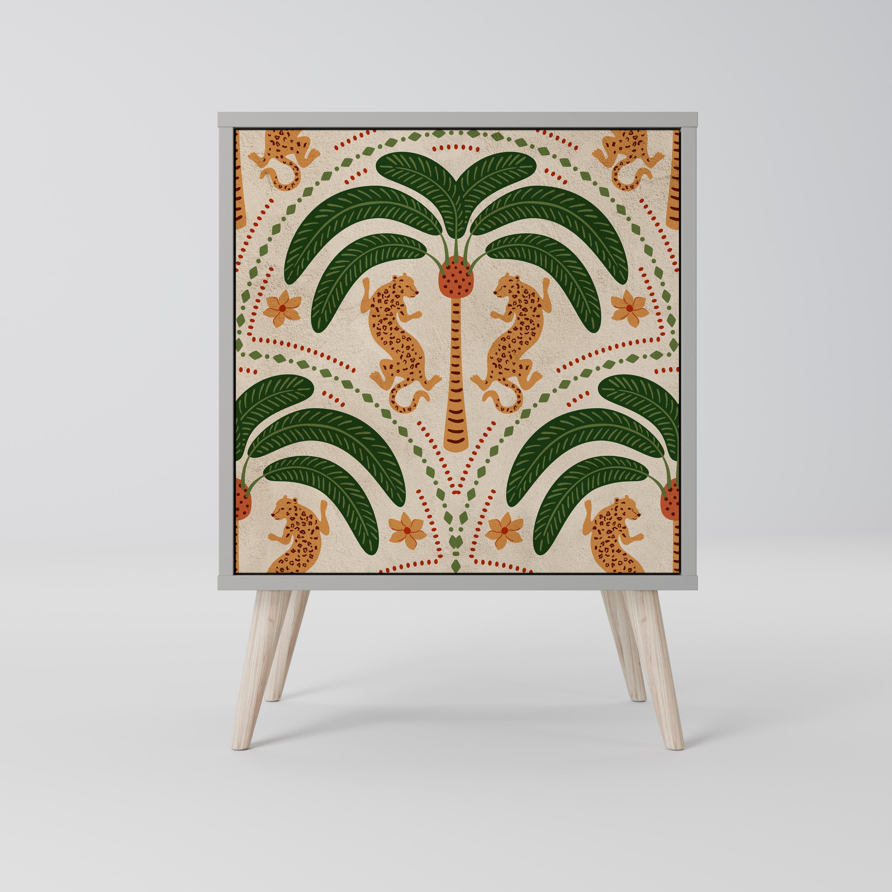 DANCING PREDATORS Skänk med 1 dörr i grå finish