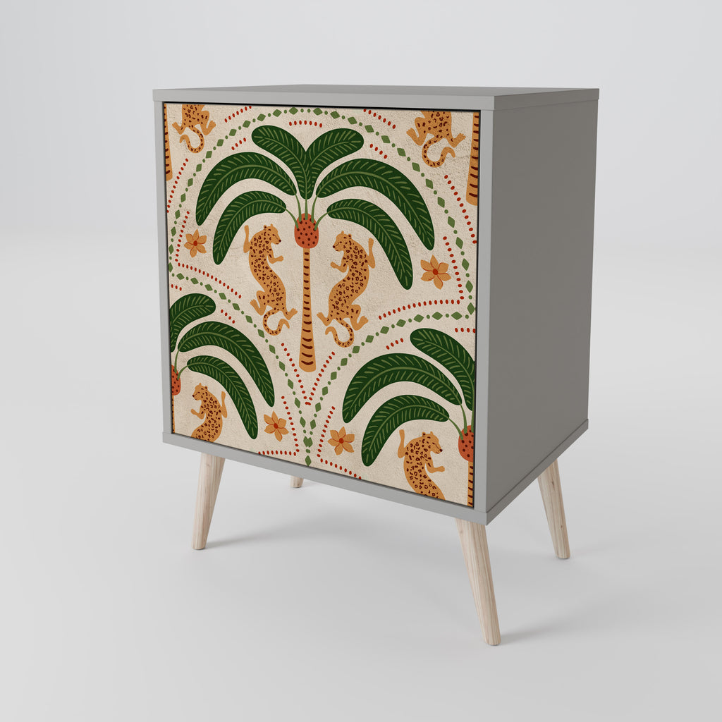 DANCING PREDATORS Skänk med 1 dörr i grå finish