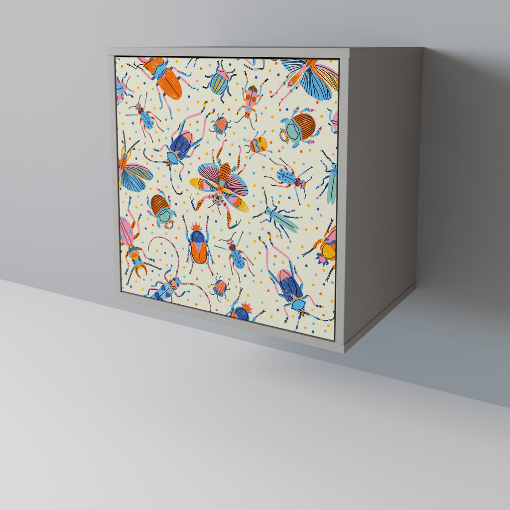 FÄRGGLADA INSEKTER 1-dörrs skänk i grå finish