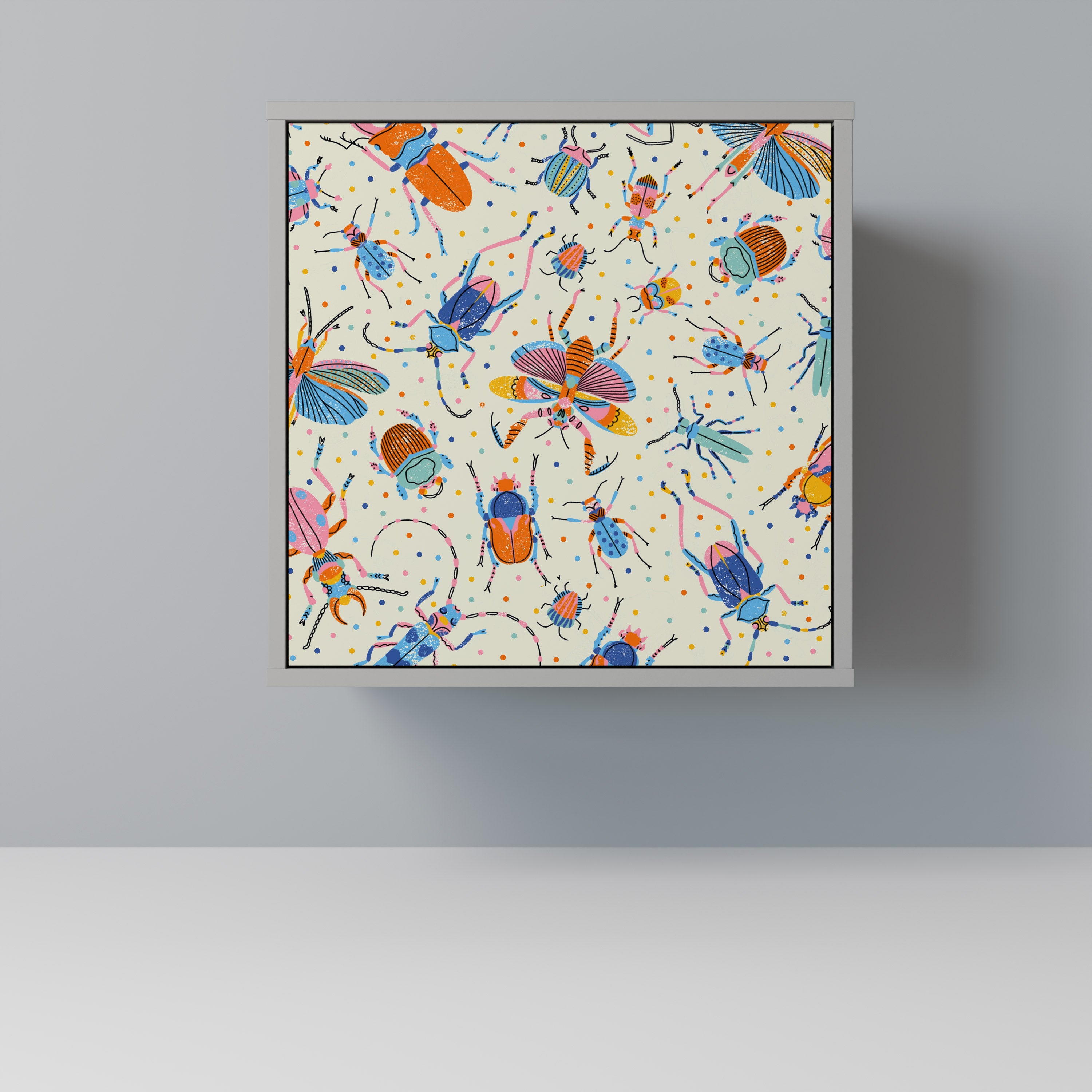 FÄRGGLADA INSEKTER 1-dörrs skänk i grå finish